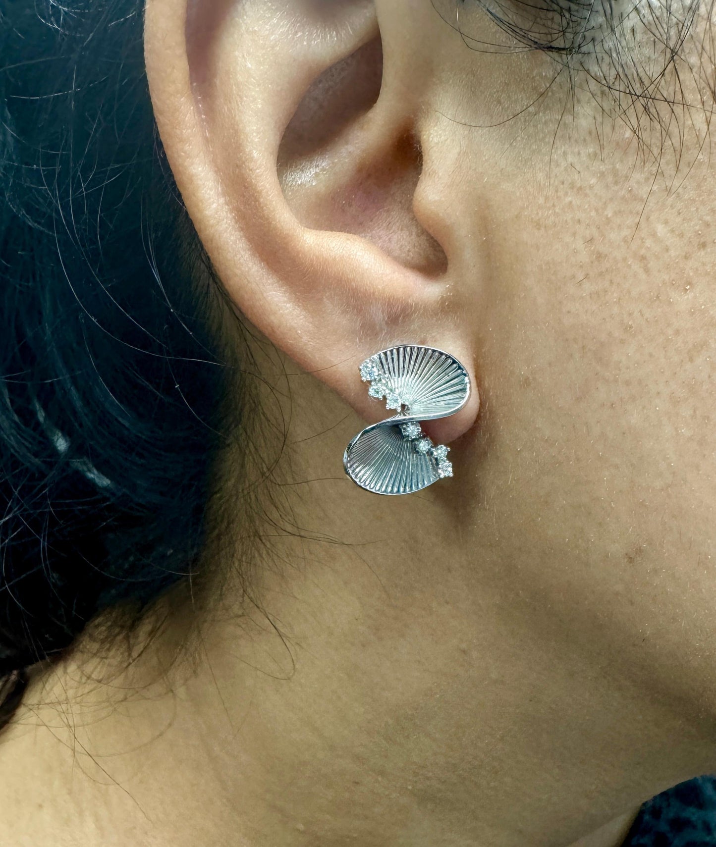 0.28 Carat Diamond White Gold Art Deco Inspired Earrings