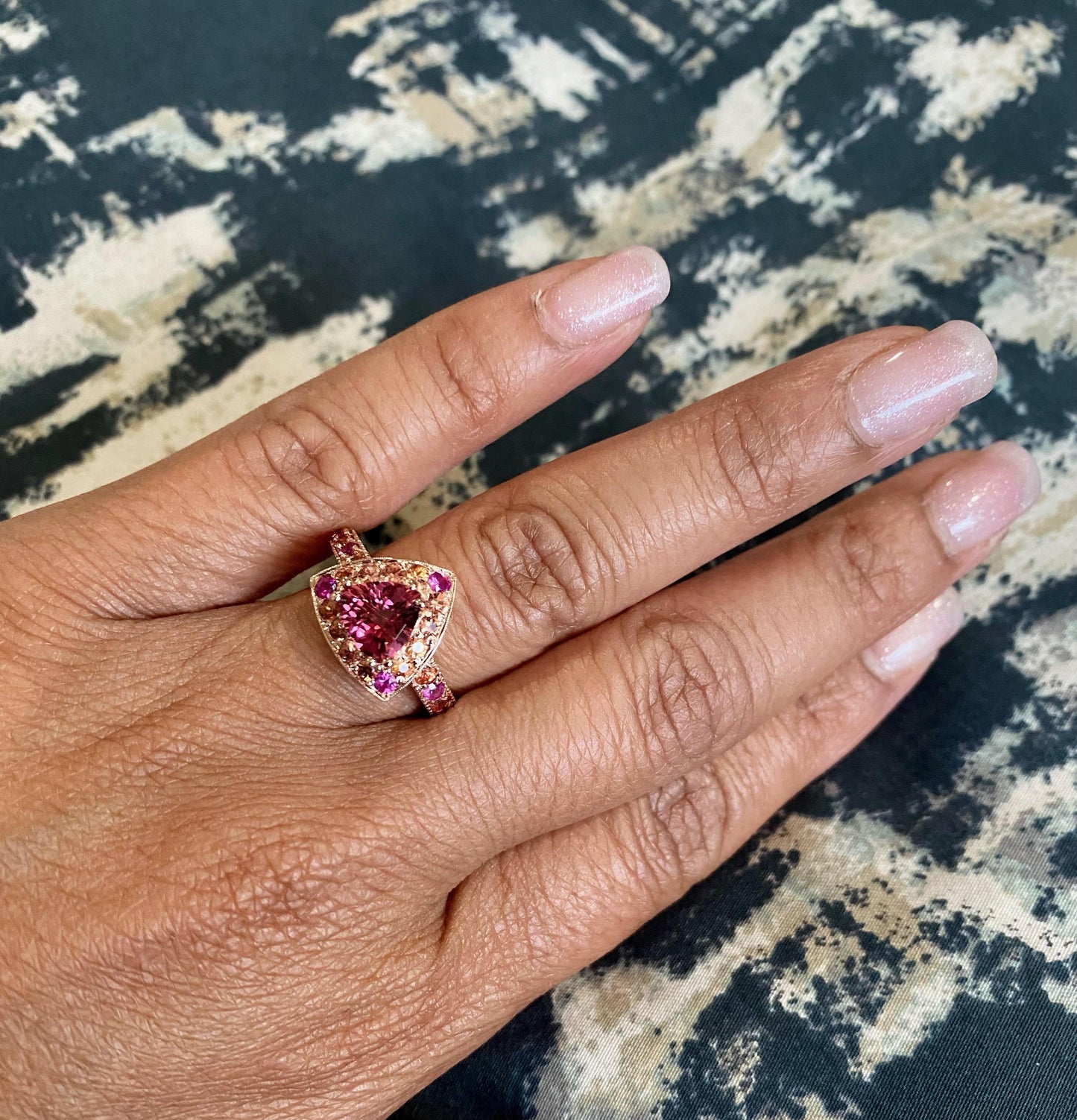 2.31 Carat Tourmaline Sapphire 14 Karat Rose Gold Cocktail Ring