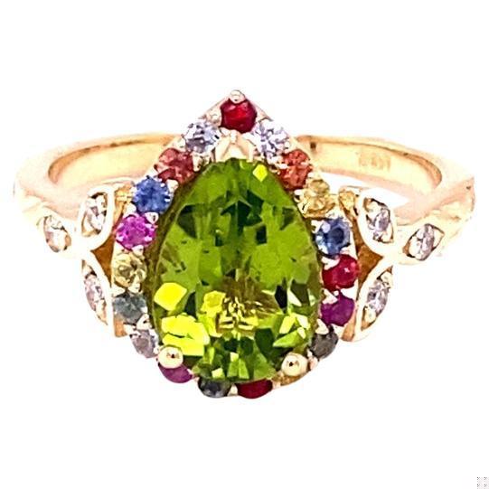 Newest 2 Carat Natural Peridot Open Ring