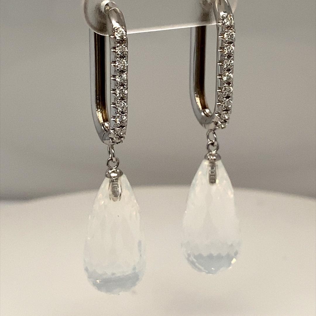 27.54 Carat Moon Quartz Diamond White Gold Drop Earrings