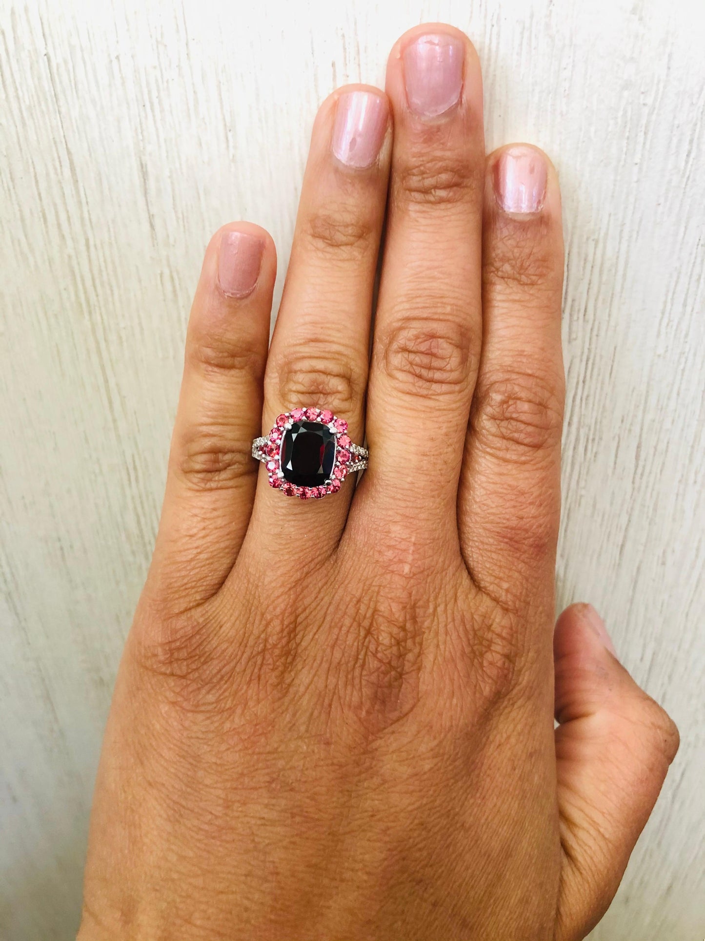 4.81 Carat Garnet Sapphire White Gold Cocktail Ring
