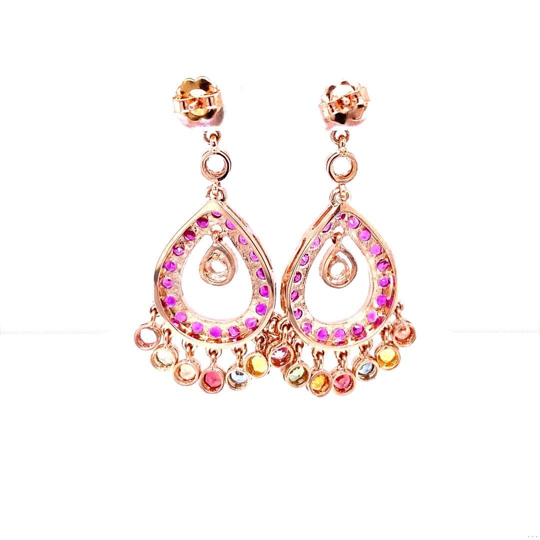 5.12 Carat Natural Sapphire Rose Gold Drop Earrings