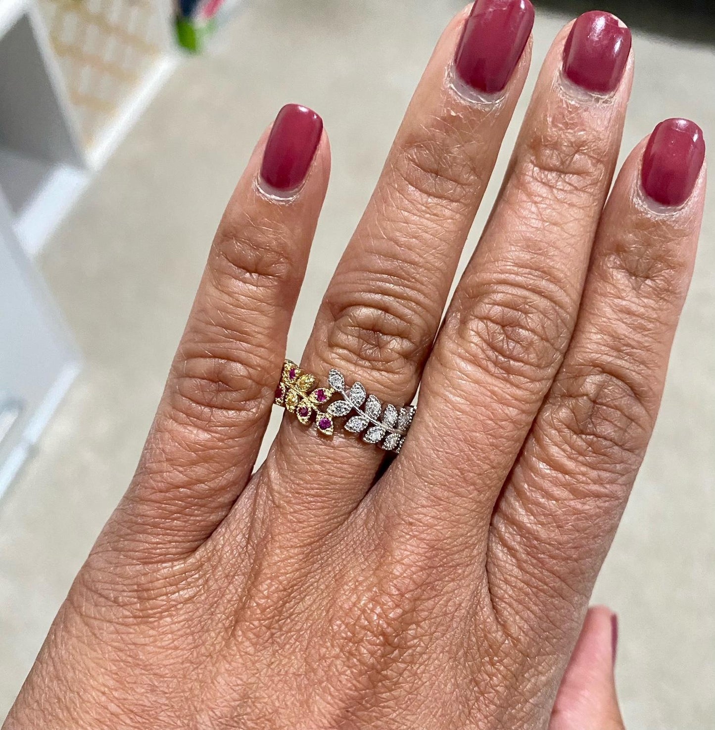 Multi Color Sapphire and Diamond Gold Band