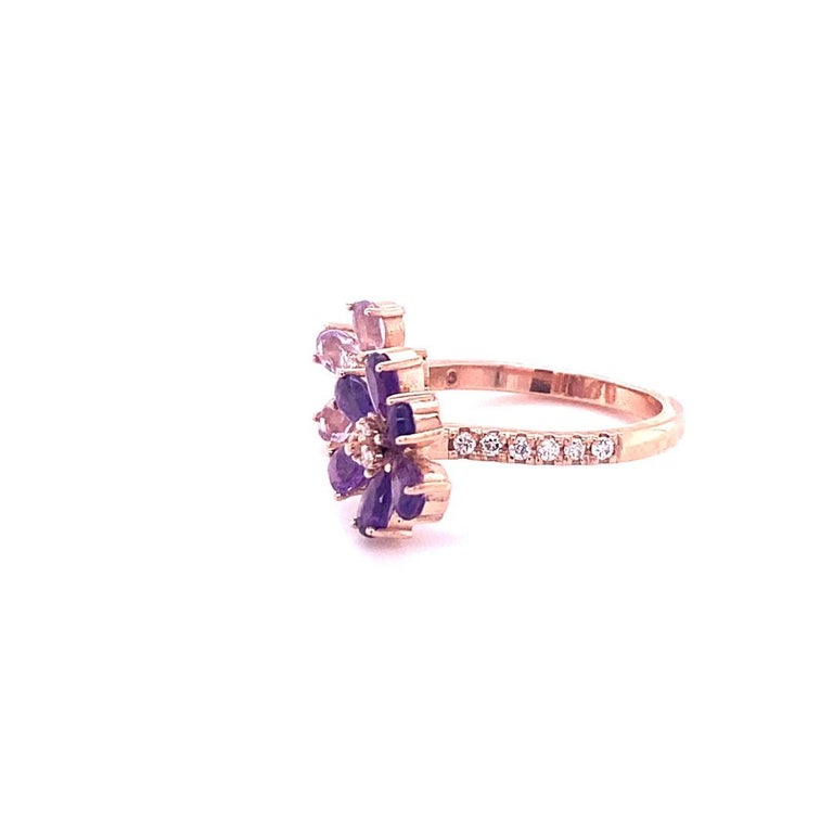 2.25 Ct Amethyst, Diamond 14K Rose Gold Cocktail Ring