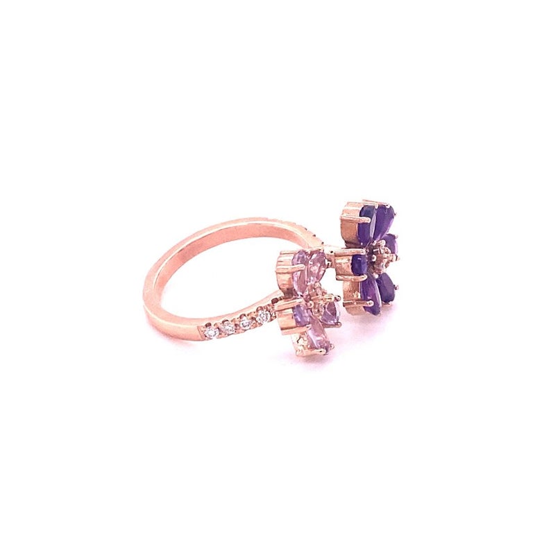 2.25 Ct Amethyst, Diamond 14K Rose Gold Cocktail Ring