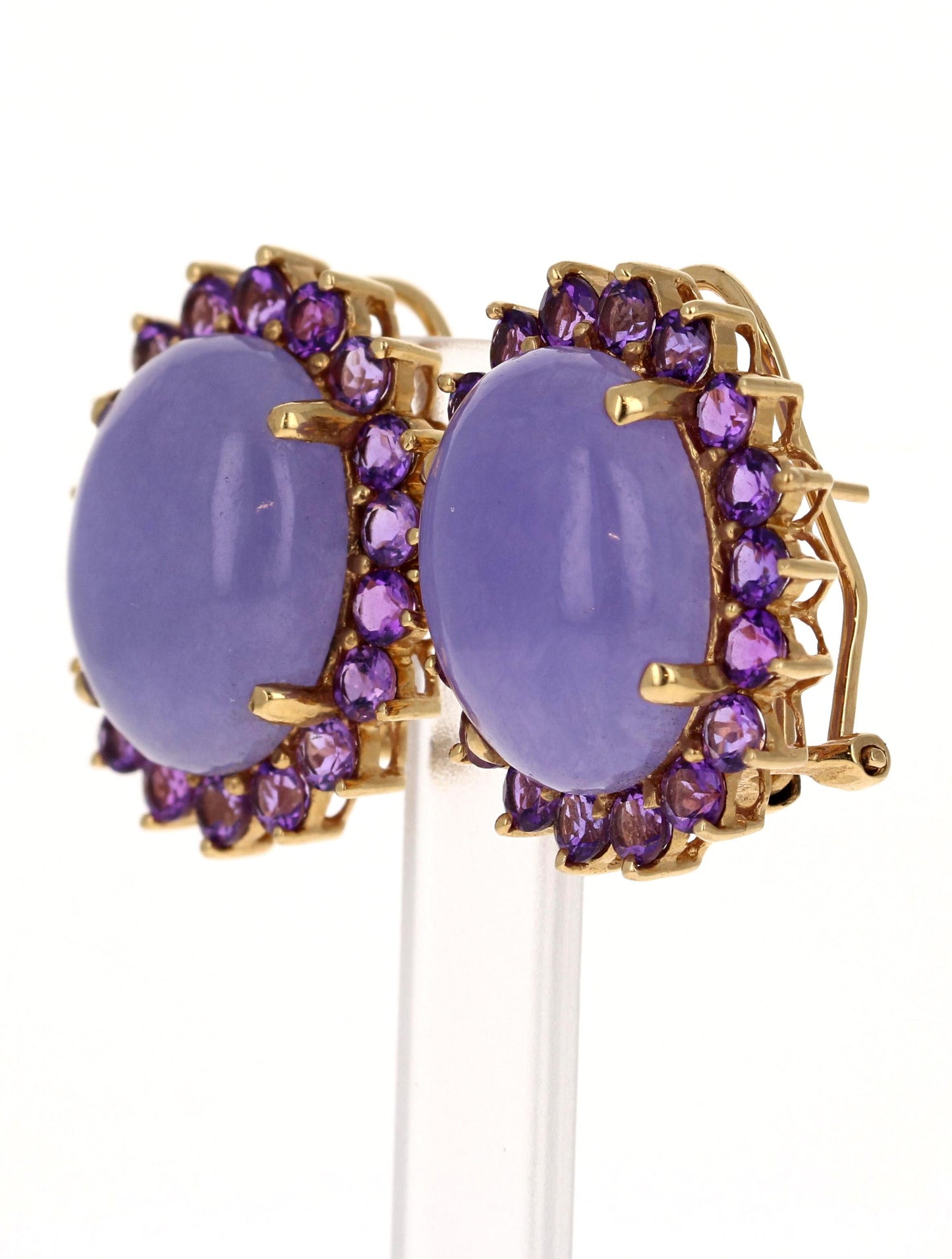 Purple Jade Amethyst 14 Karat Yellow Gold Earrings