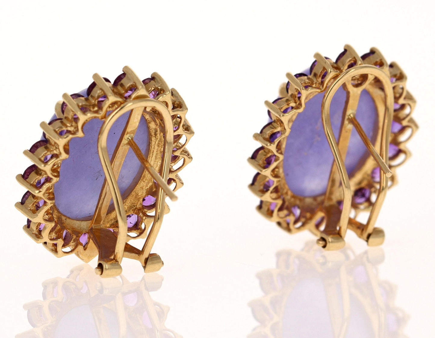 Purple Jade Amethyst 14 Karat Yellow Gold Earrings