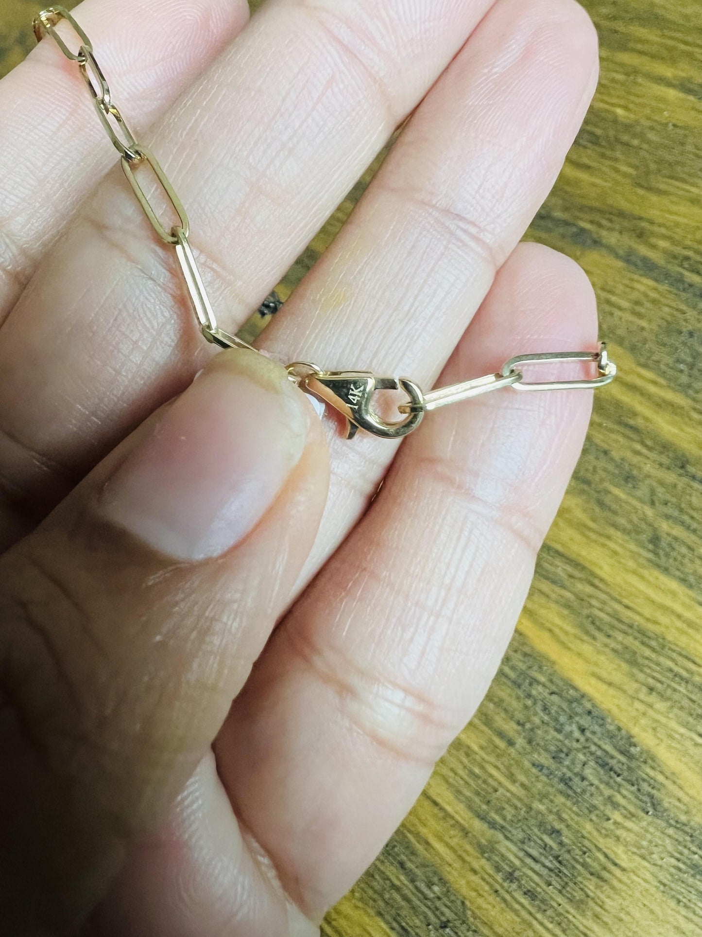 1.05 Carat Natural Diamond 14 Karat Yellow Gold Paper Clip Bracelet