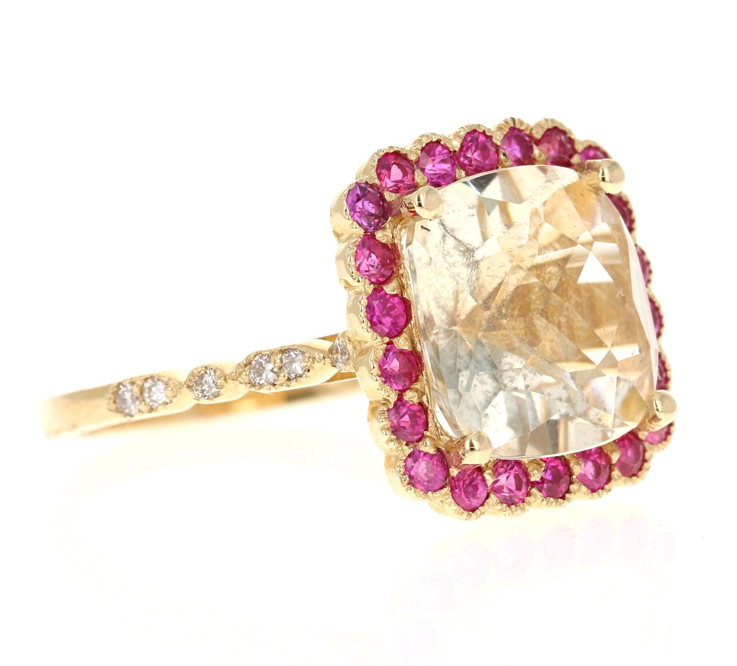 5.35 Carat Citrine Sapphire Diamond Yellow Gold Engagement Ring