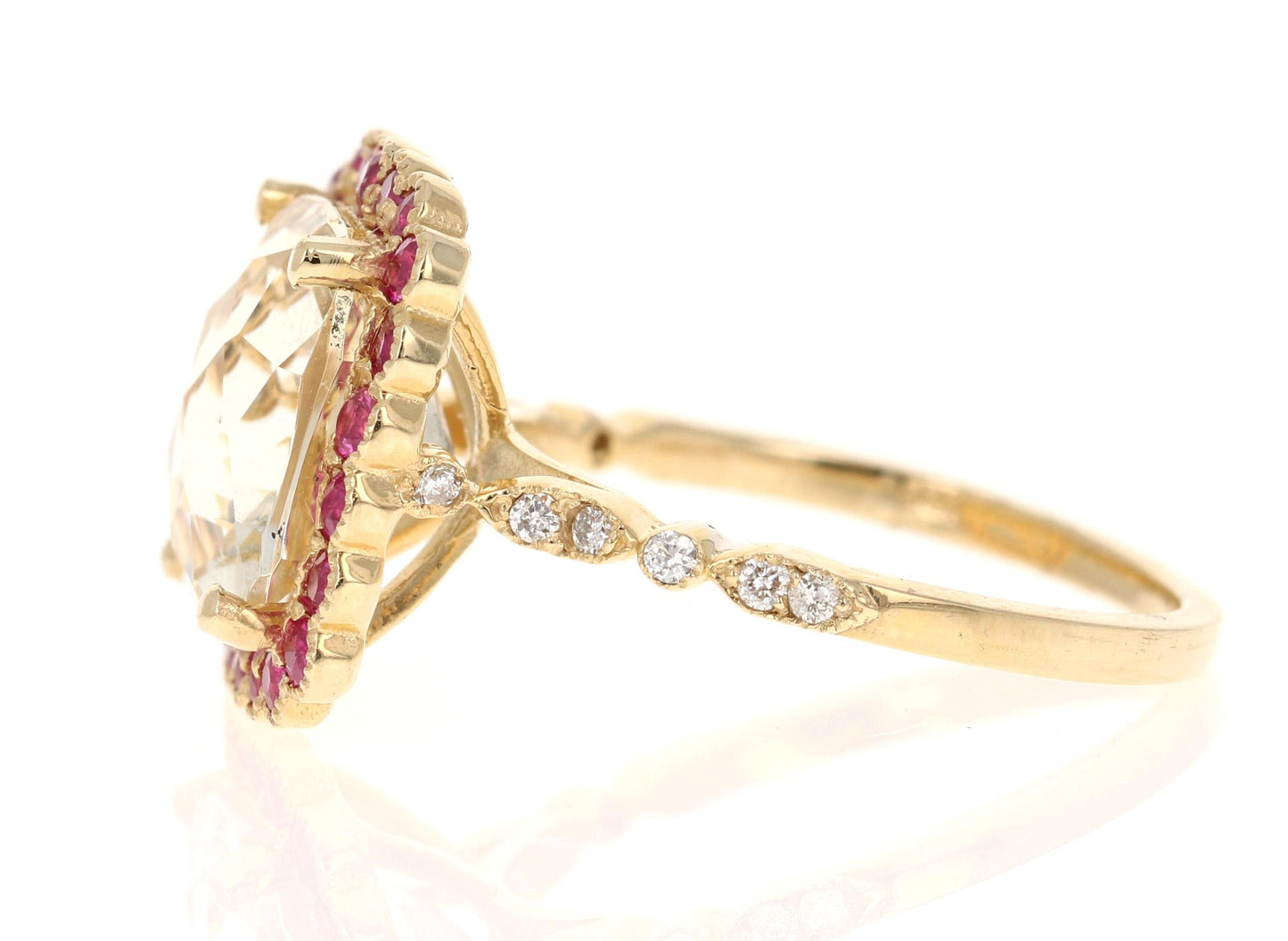 5.35 Carat Citrine Sapphire Diamond Yellow Gold Engagement Ring