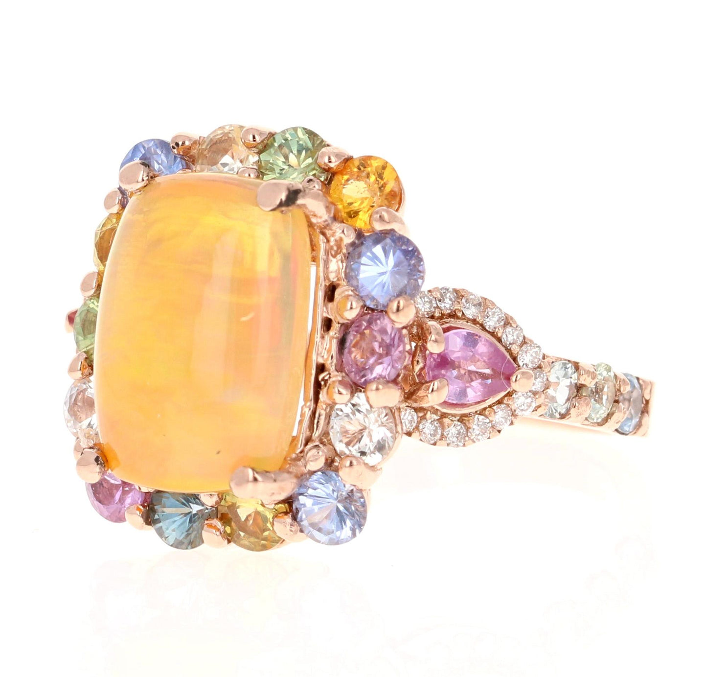 5.31 Carat Natural Opal Sapphire and Diamond Rose Gold Cocktail Ring