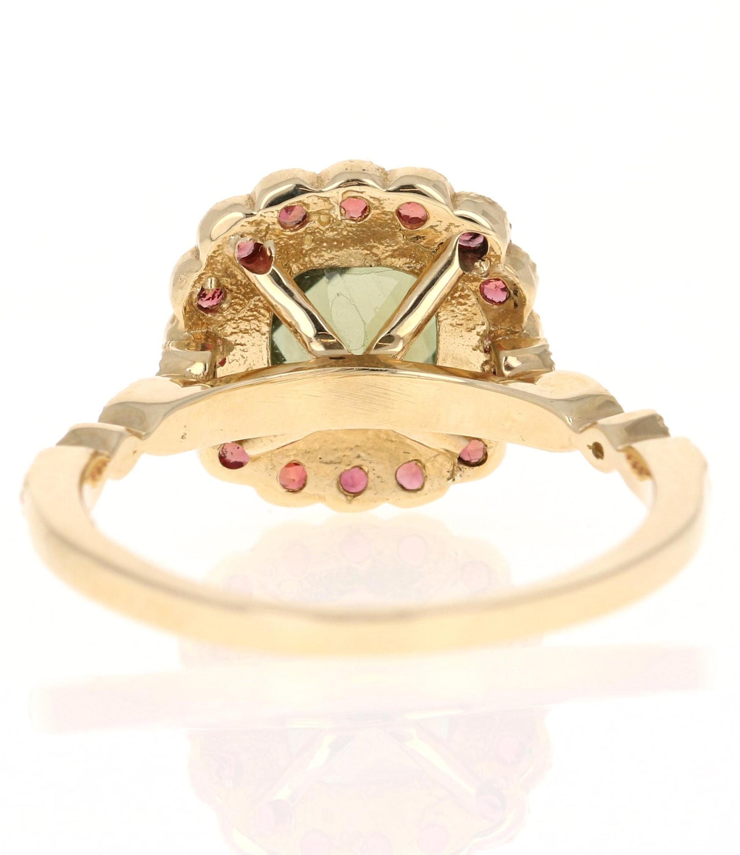 2.42 Carat Tourmaline Sapphire Diamond 14 Karat Yellow Gold Ring