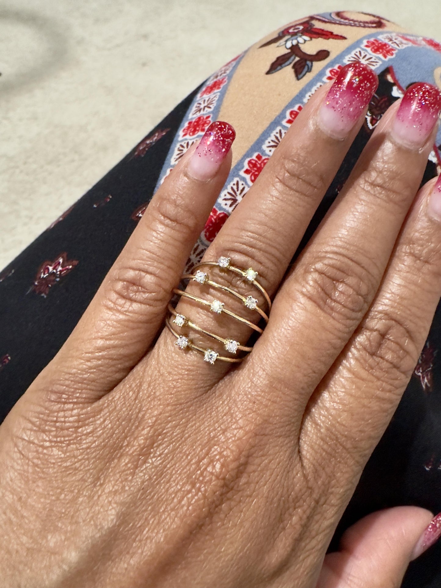 0.38 Carat Natural Round Cut Diamond Adjustable Cocktail Ring