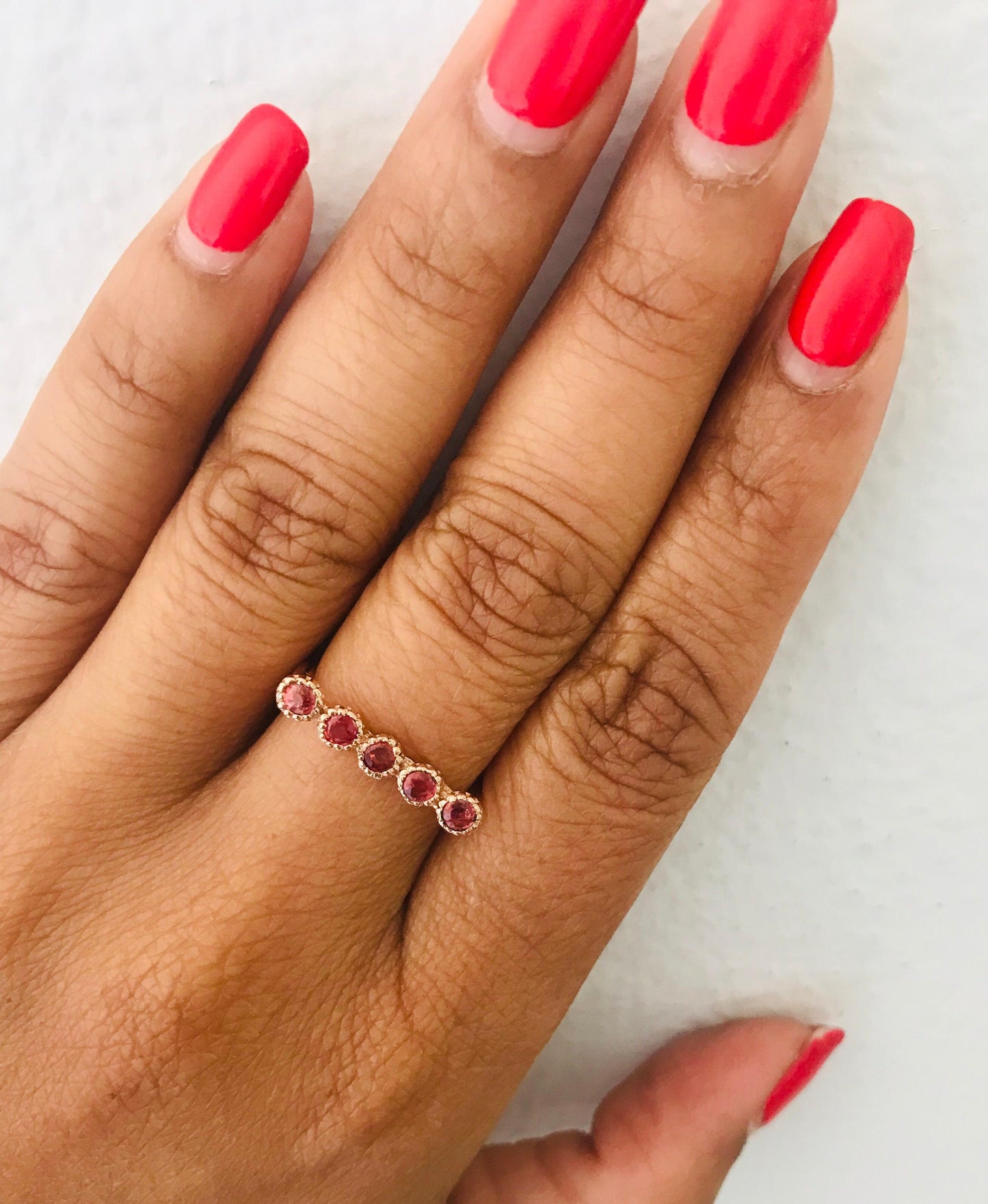 1.78 Carat Multicolor Sapphire Gold Stackable Bands