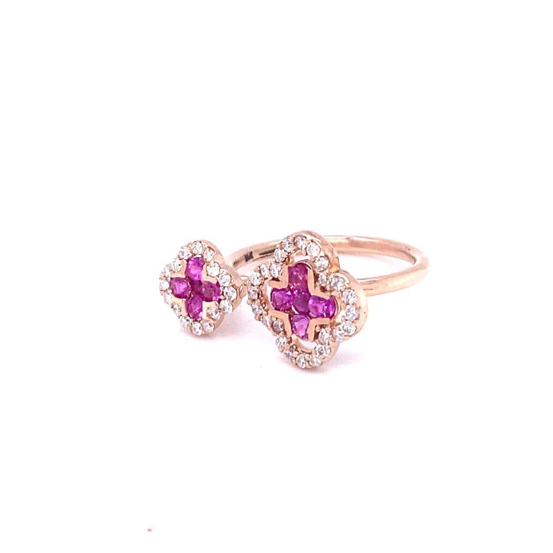 Pink Sapphire Diamond 14 Karat Rose Gold Ring