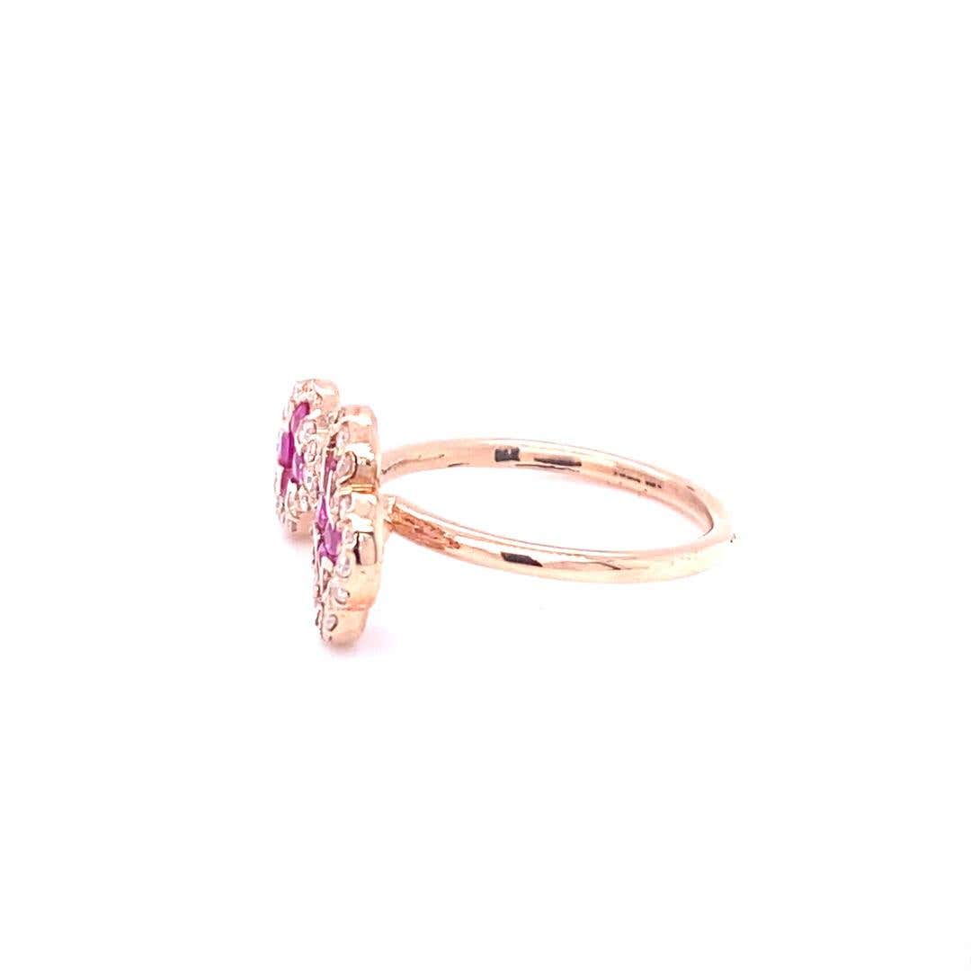 Pink Sapphire Diamond 14 Karat Rose Gold Ring