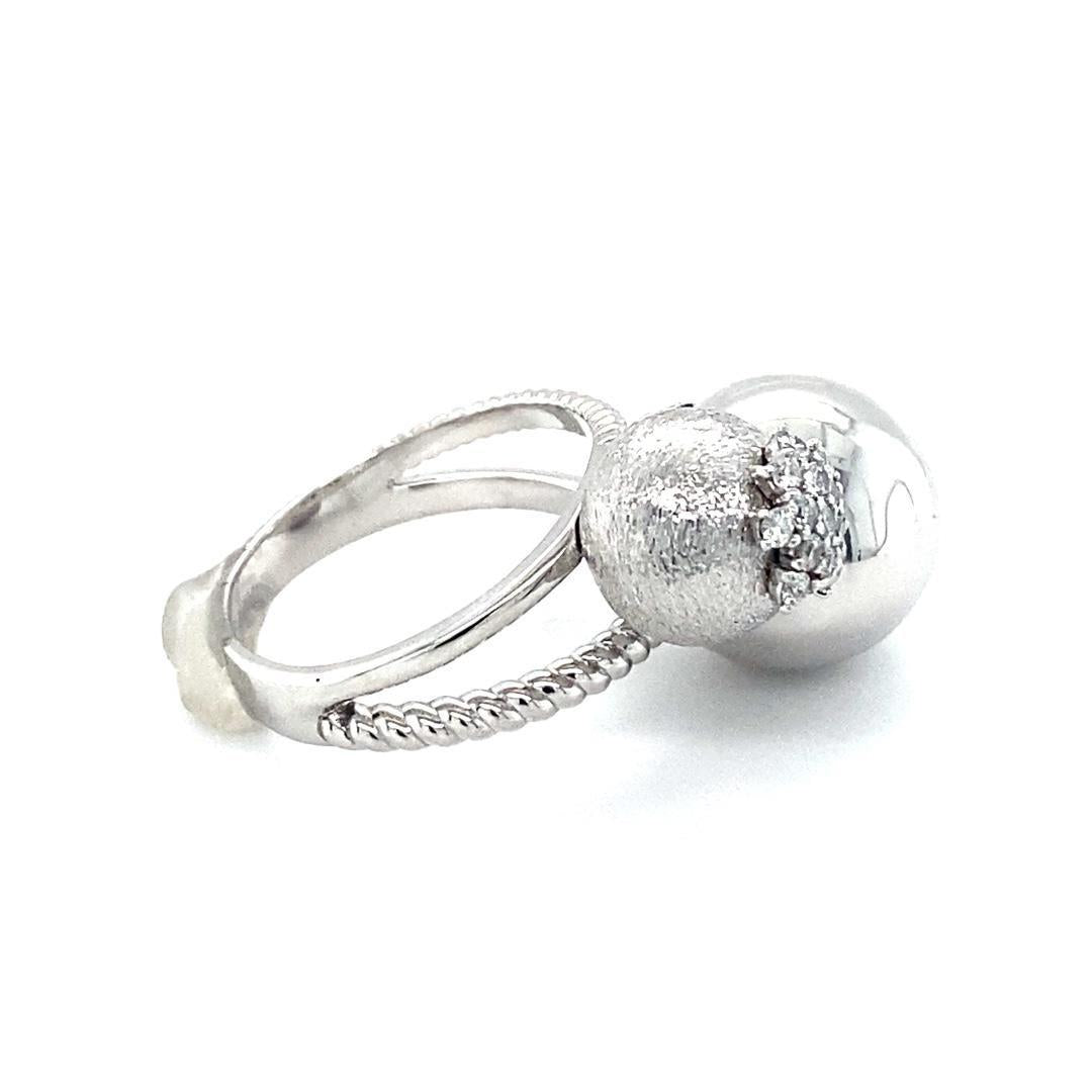 Natural Diamond and Pink Sapphire White Gold Statement Ring