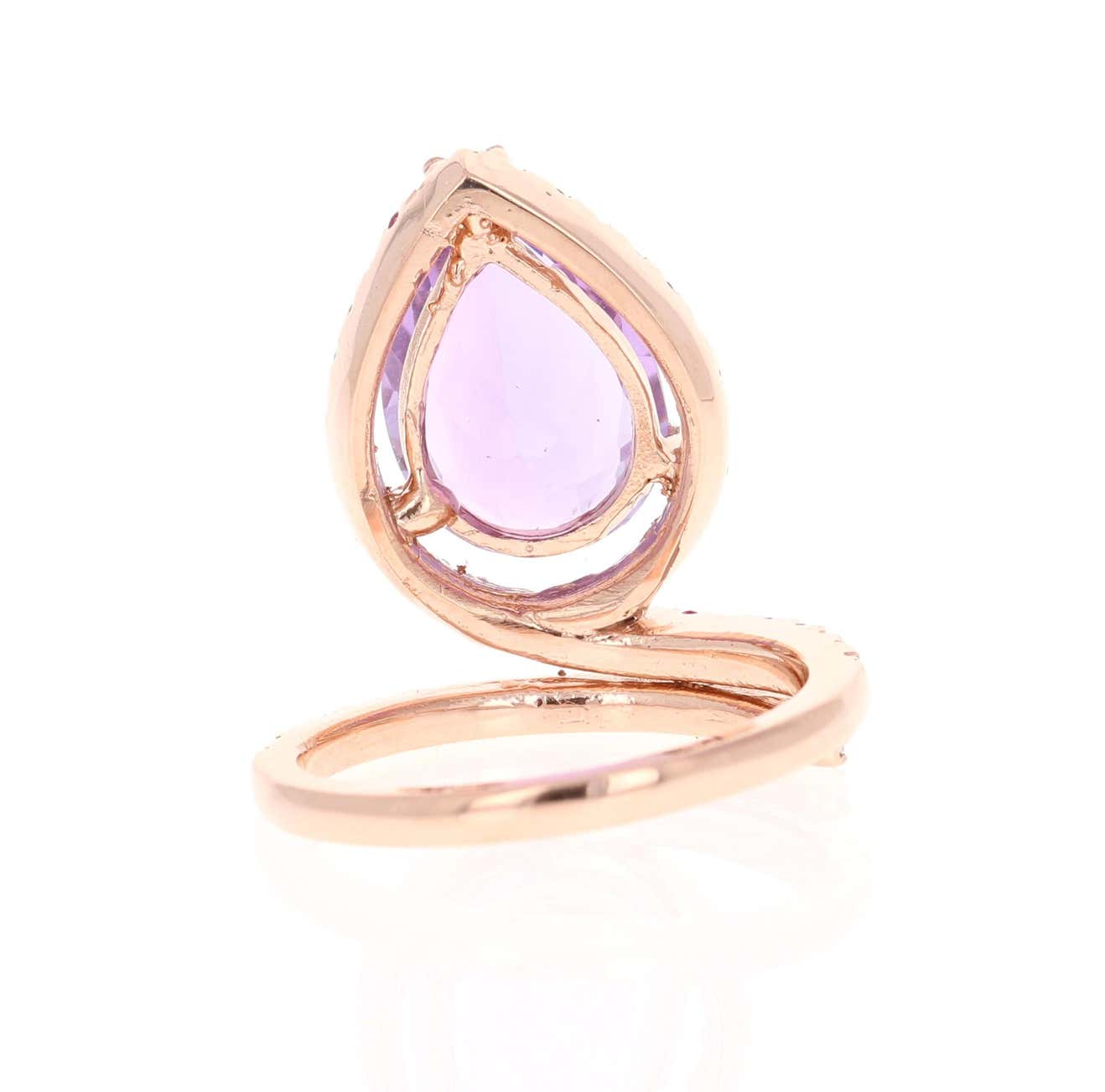 5.49 Ct Amethyst, Pink Sapphire, Diamond 14K Rose Gold Cocktail Ring