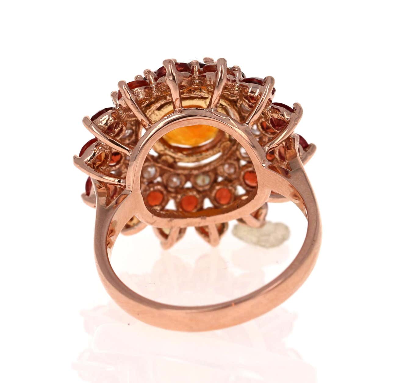 8.81 Carat Sapphire Citrine Garnet and Diamond 14 Karat Rose Gold Cocktail Ring