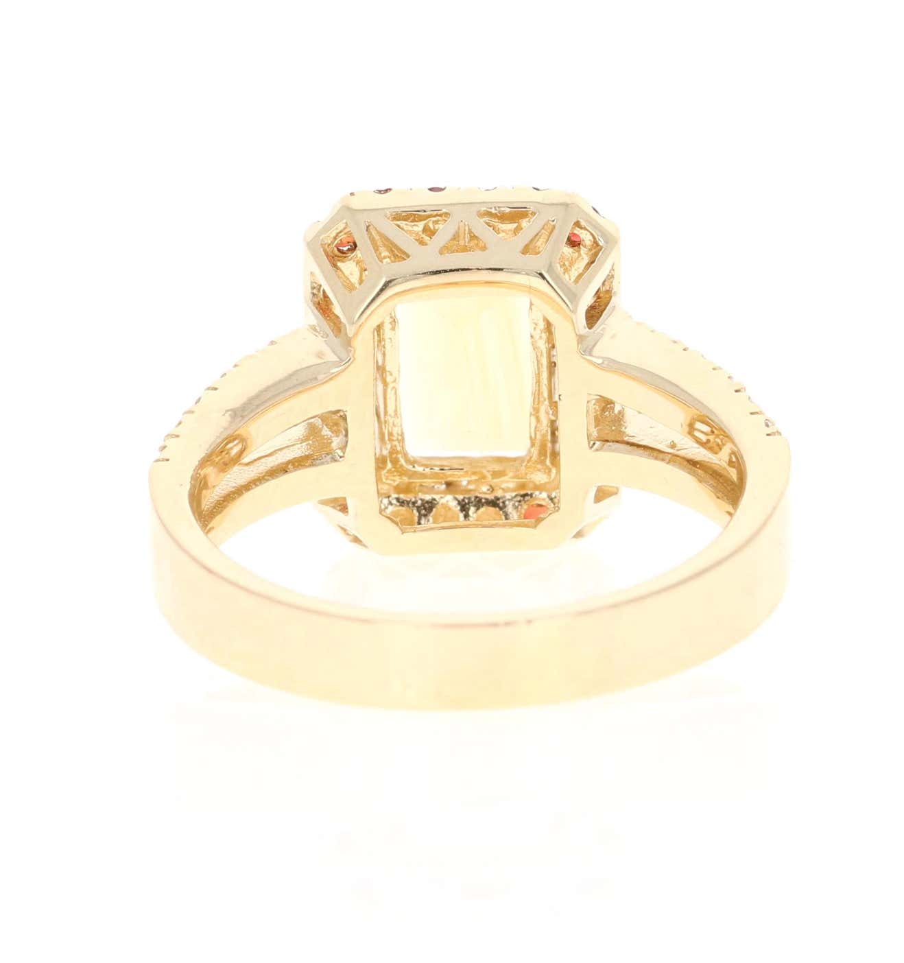 3.02 Carat Citrine Sapphire Diamond 14 Karat Yellow Gold Ring