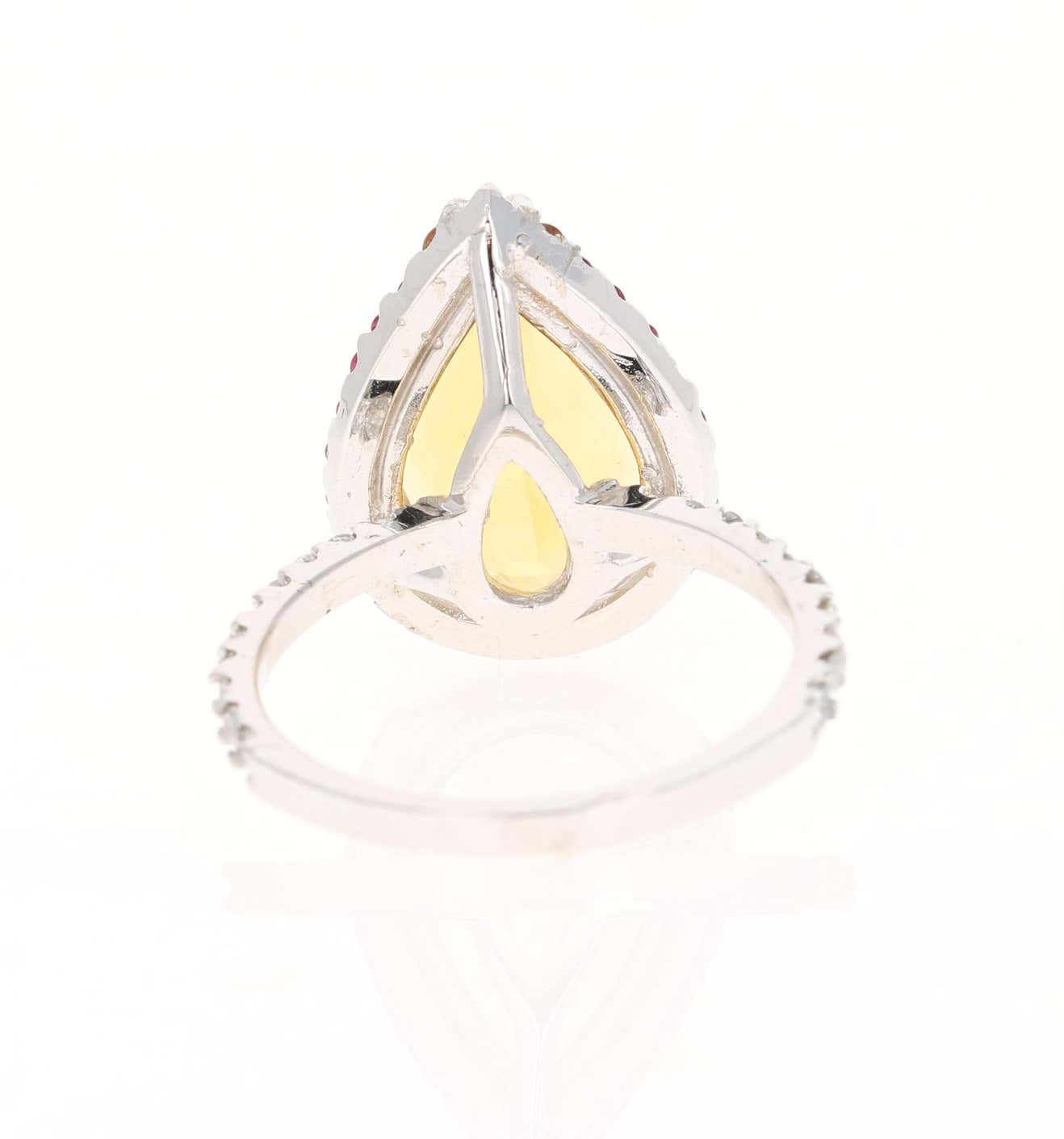 6.25 Carat Citrine Pink Sapphire Diamond White Gold Cocktail Ring