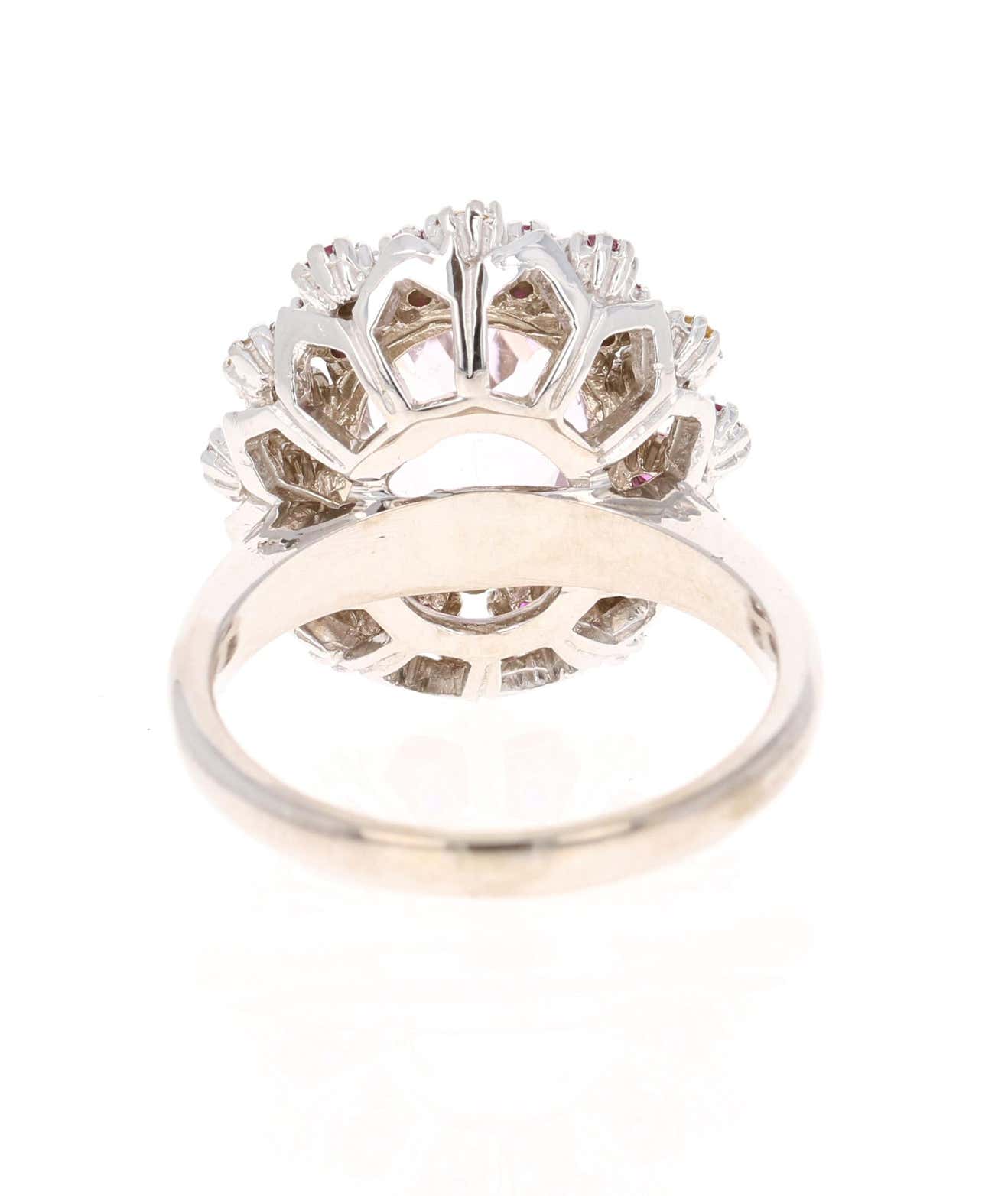 4.94 Carat Kunzite Pink Yellow Sapphire 14 Karat White Gold Ring