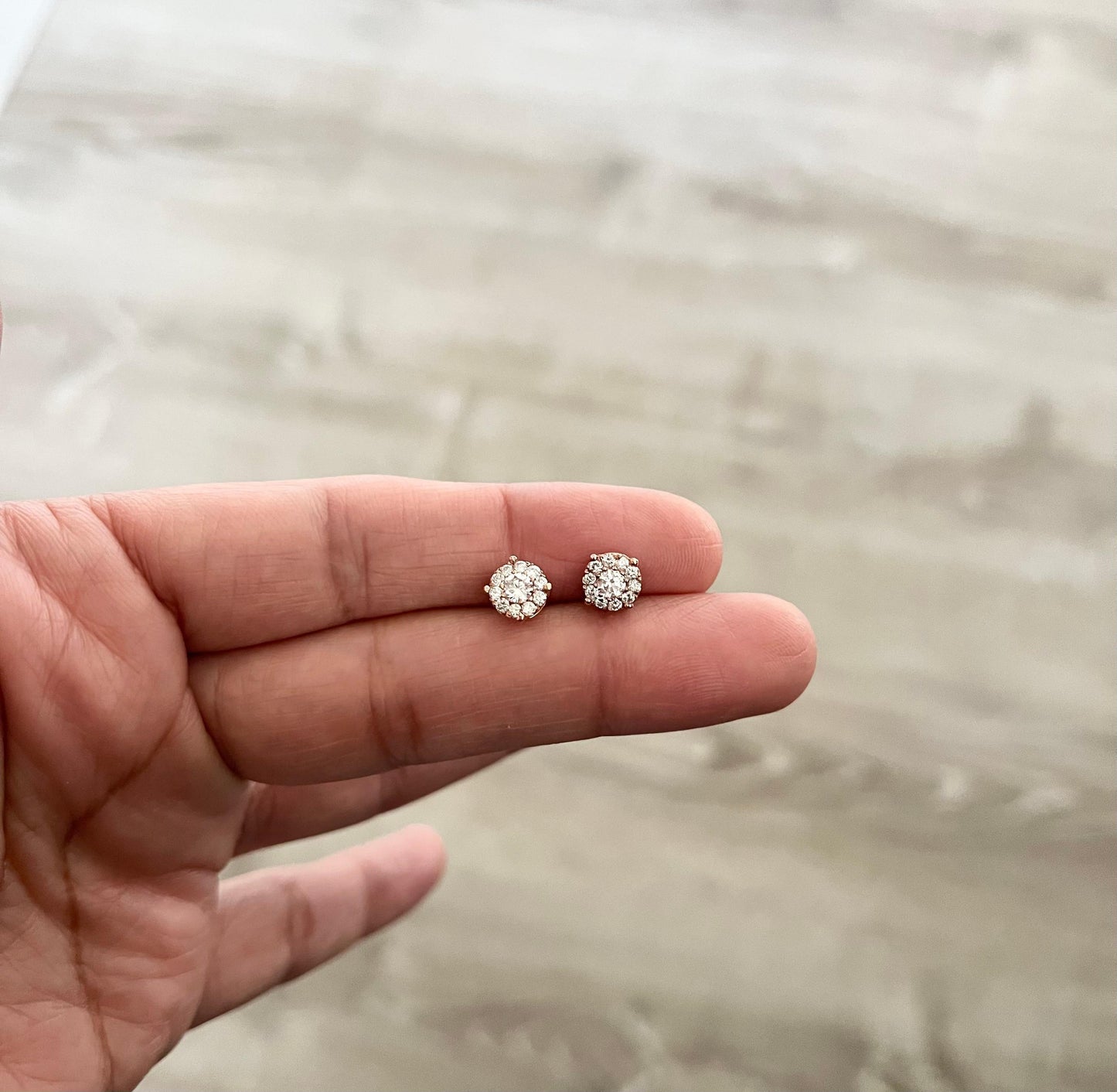 0.57 Carat Round Invisible 14 Karat Rose Gold Stud Earrings