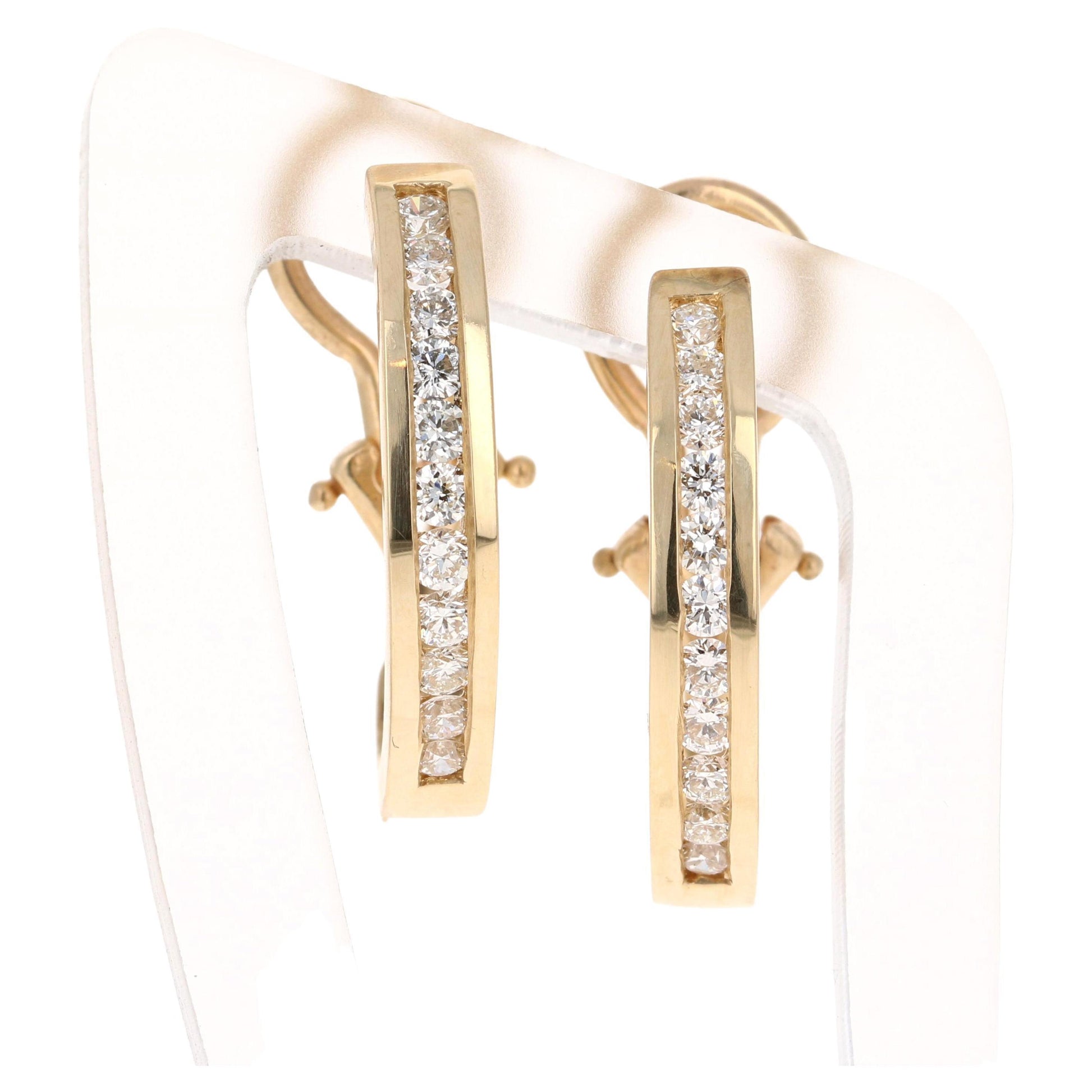 Roshe Jewels Hoop Earrings with Natural Diamonds, 0.75 Carats 14K Yellow Gold