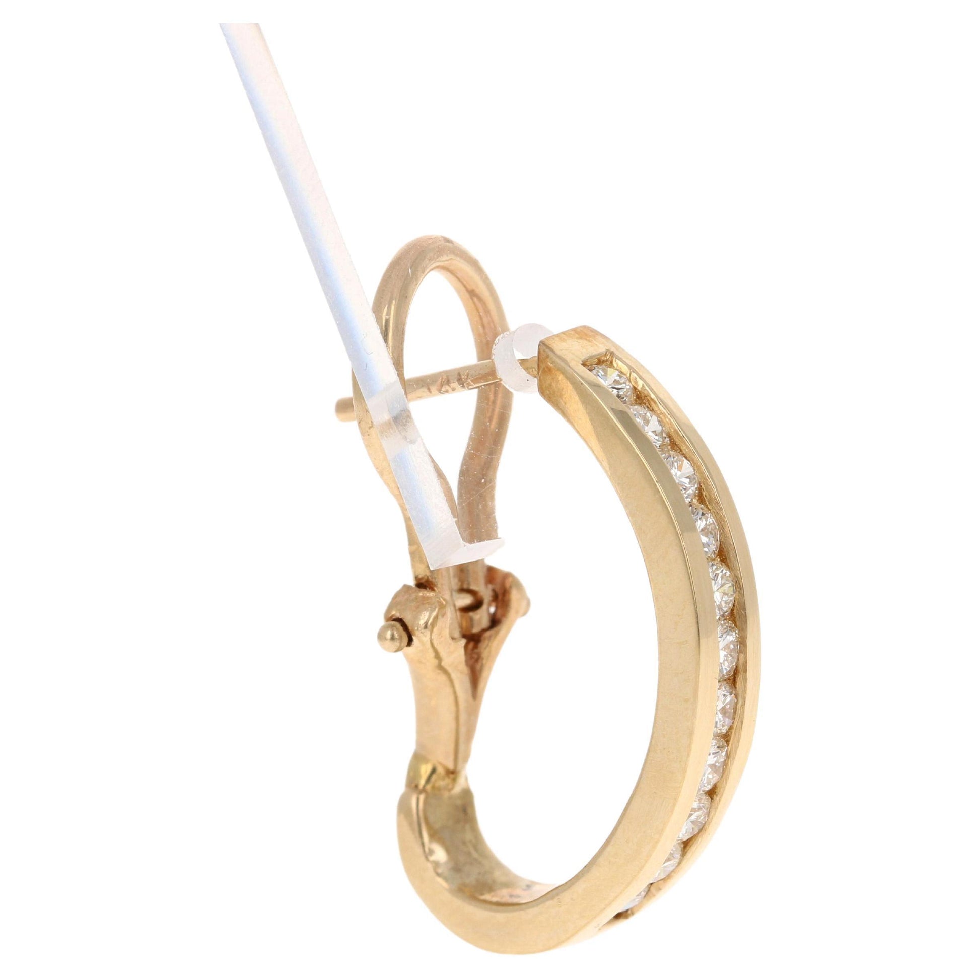 Roshe Jewels Hoop Earrings with Natural Diamonds, 0.75 Carats 14K Yellow Gold