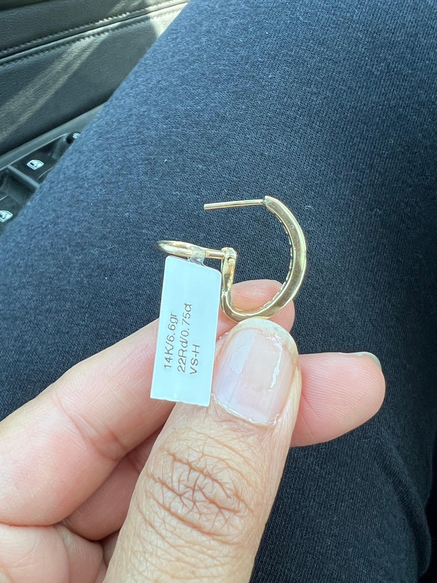 Roshe Jewels Hoop Earrings with Natural Diamonds, 0.75 Carats 14K Yellow Gold