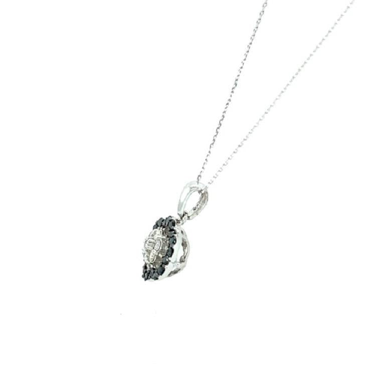 0.96 Carat Black Diamond White Diamond White Gold Chain Necklace