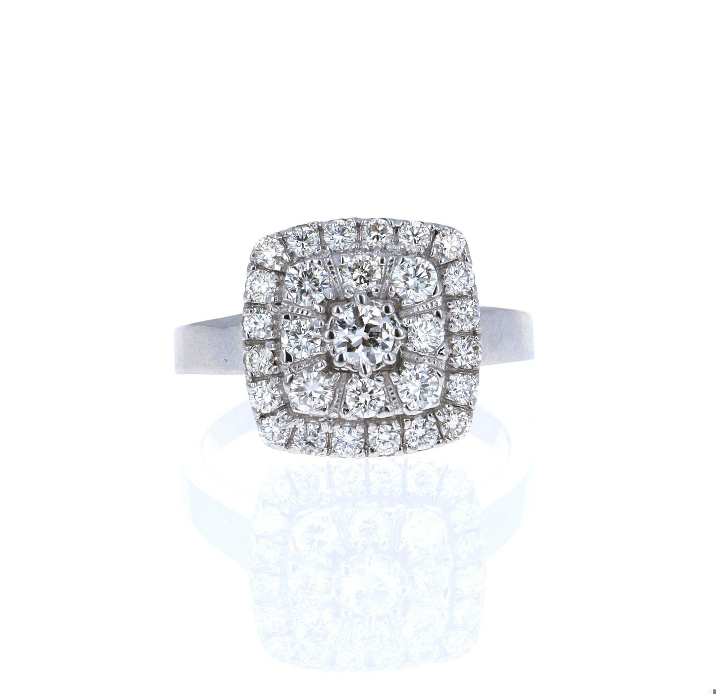 1.14 Carat Diamond 18 Karat White Gold Cluster Ring