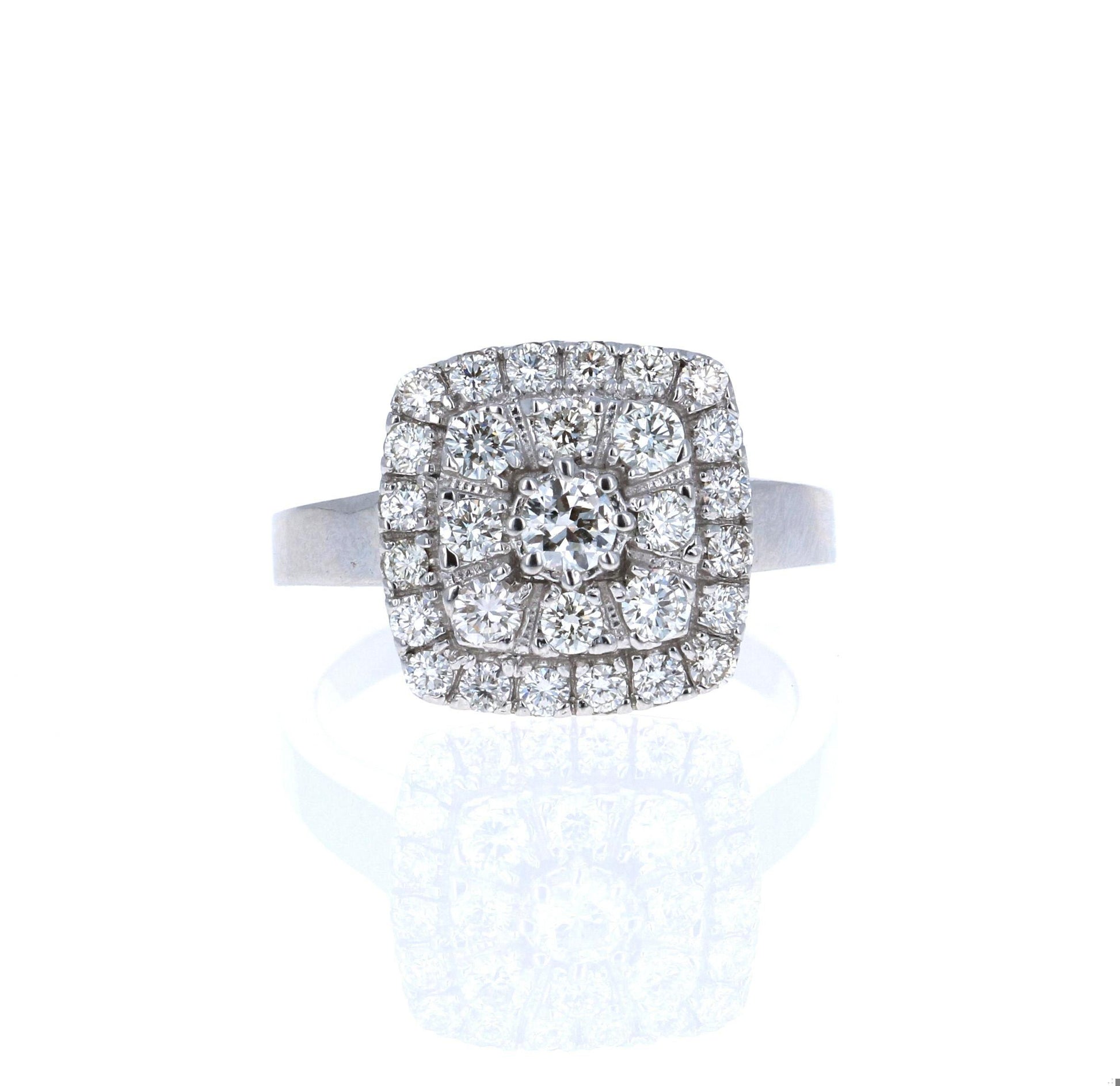 1.14 Carat Diamond 18 Karat White Gold Cluster Ring