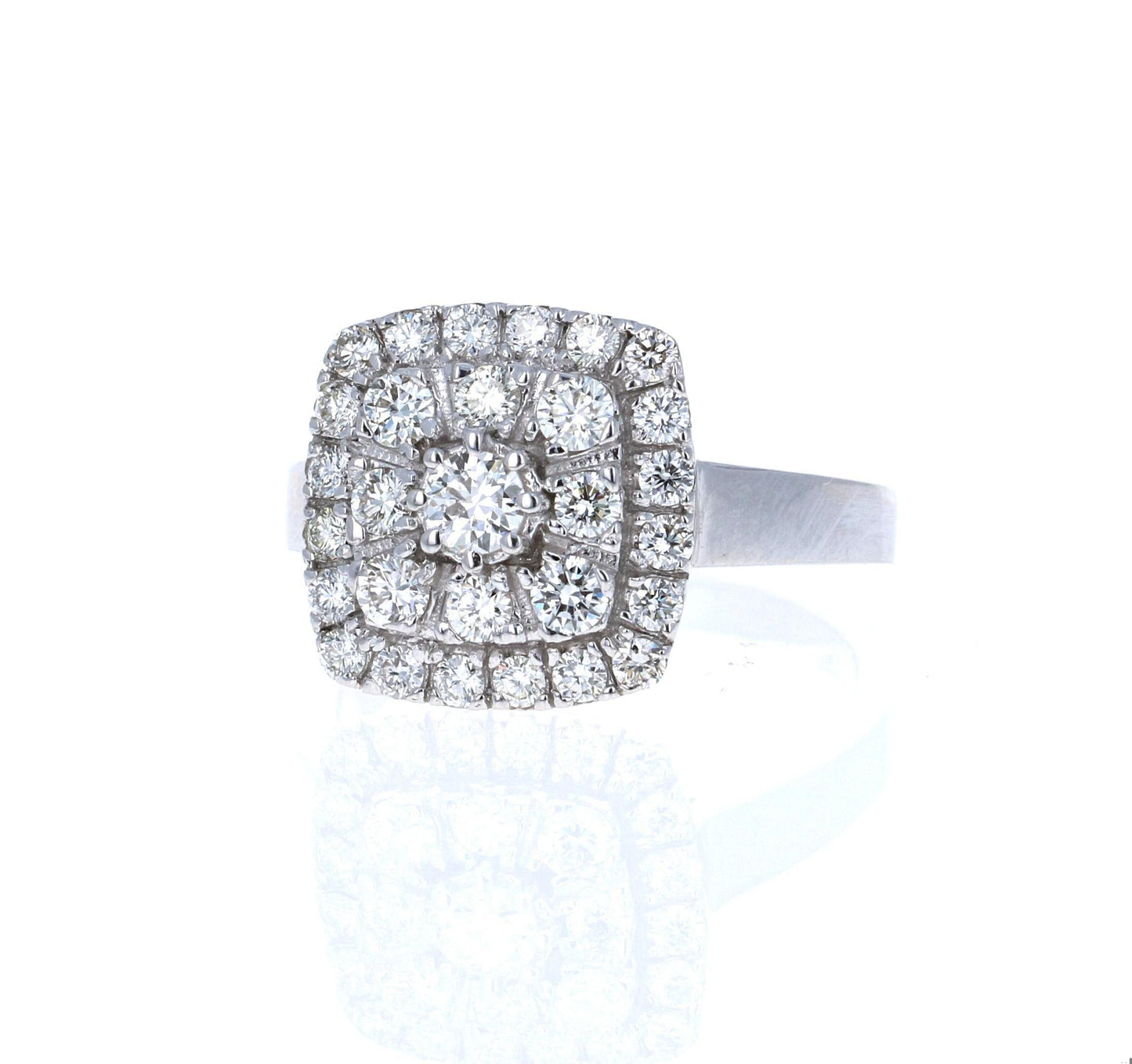 1.14 Carat Diamond 18 Karat White Gold Cluster Ring