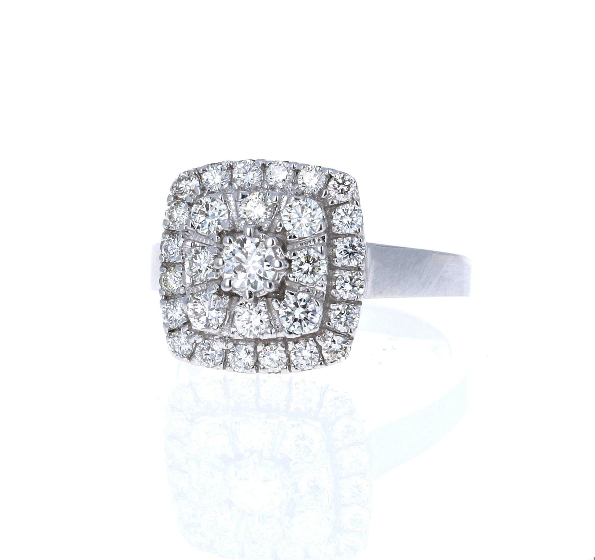 1.14 Carat Diamond 18 Karat White Gold Cluster Ring