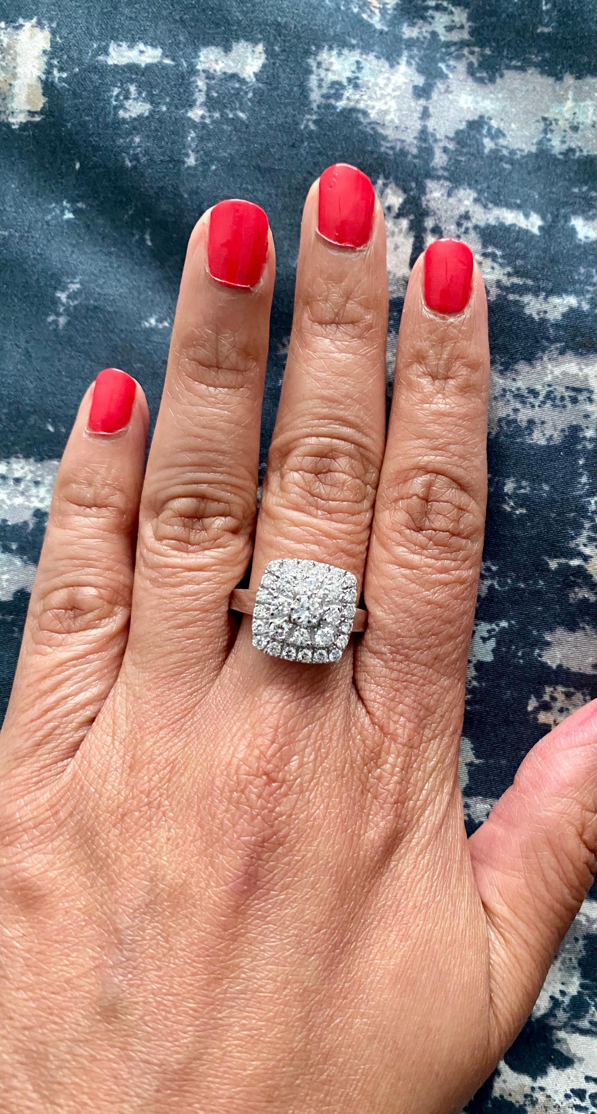 1.14 Carat Diamond 18 Karat White Gold Cluster Ring