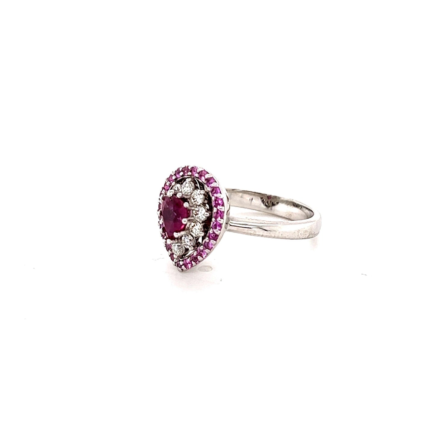 Roshe Jewels Ruby Ring with Pink Sapphire and Diamond White Gold Engagement Ring