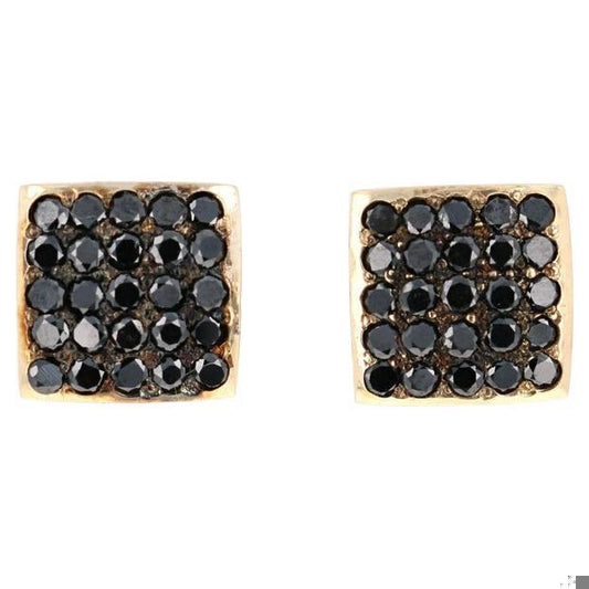Roshe Jewels Diamond Studs, 1.38 Carat Black Diamond Yellow Gold Earring Studs