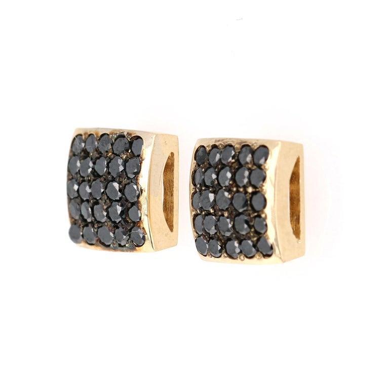 Roshe Jewels Diamond Studs, 1.38 Carat Black Diamond Yellow Gold Earring Studs