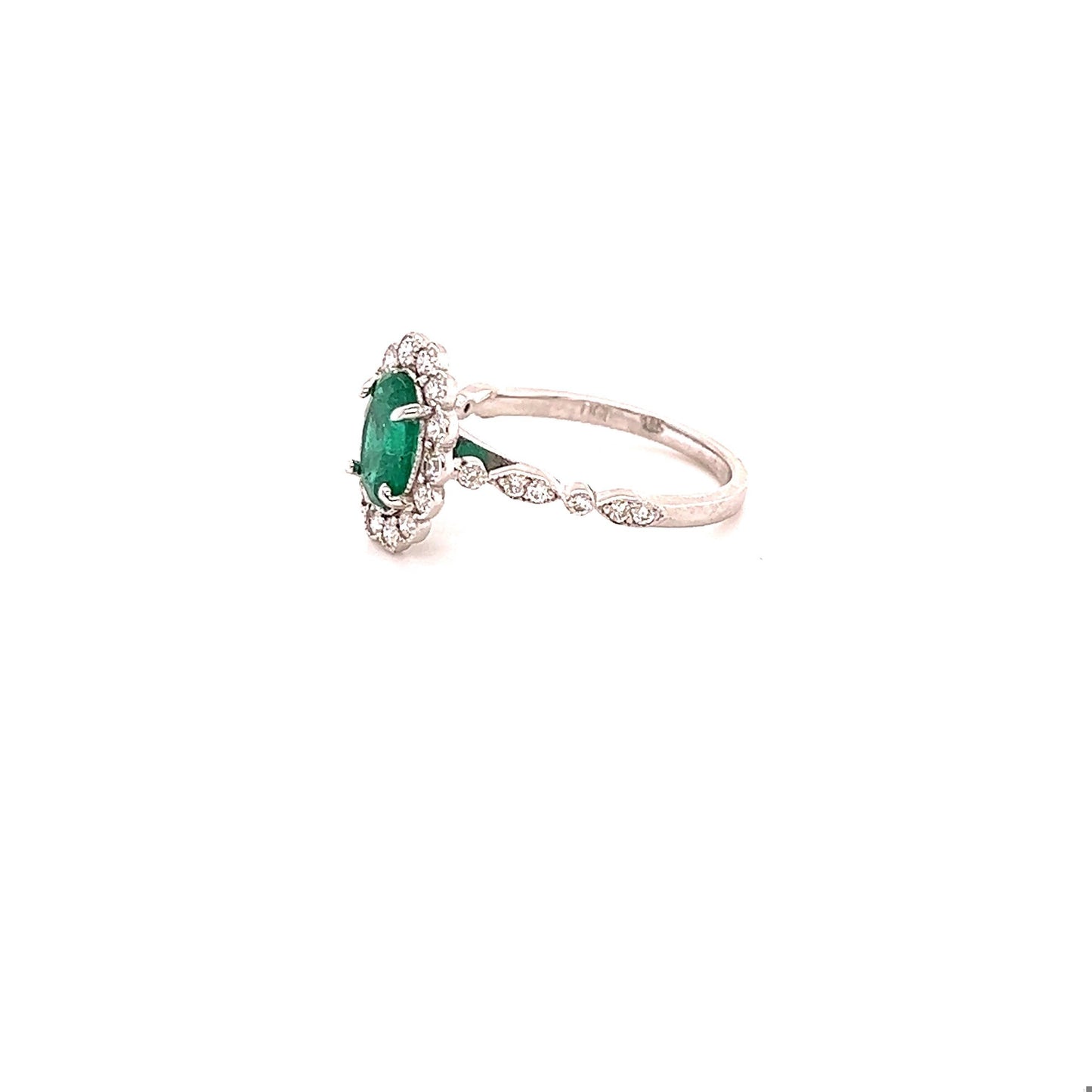 1.62 Carat Emerald Diamond White Gold Engagement Ring