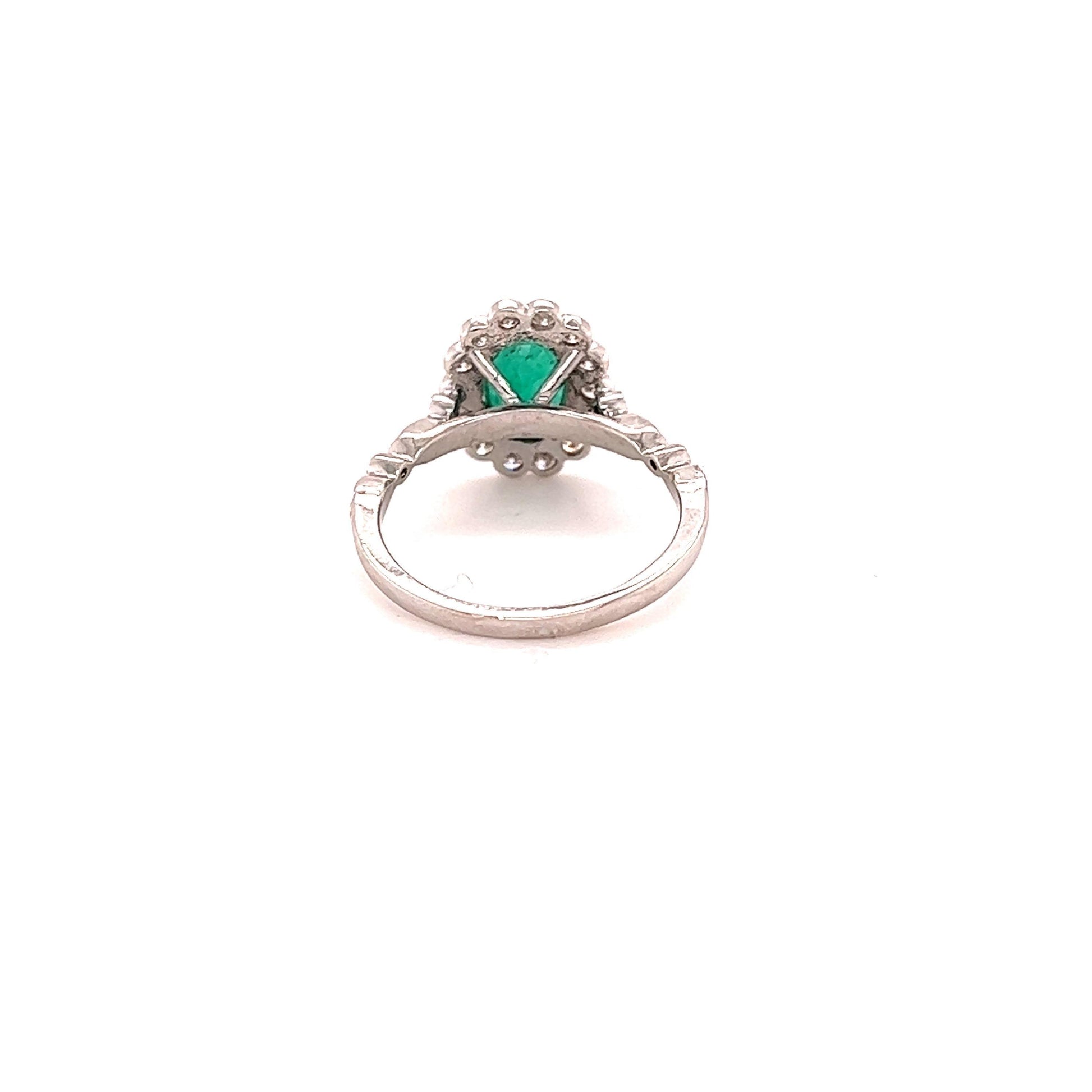 1.62 Carat Emerald Diamond White Gold Engagement Ring