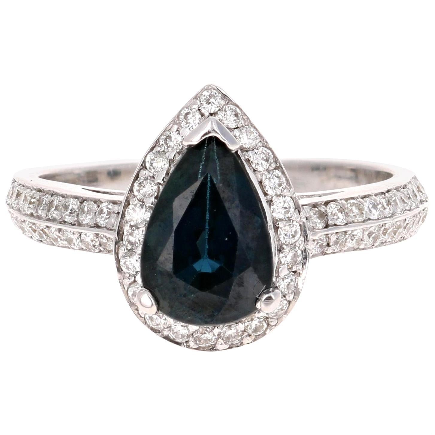 Roshe Jewels, Sapphire Ring with Natural Diamonds in 14K White Gold, 1.82 Carats