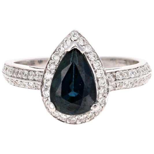Roshe Jewels, Sapphire Ring with Natural Diamonds in 14K White Gold, 1.82 Carats
