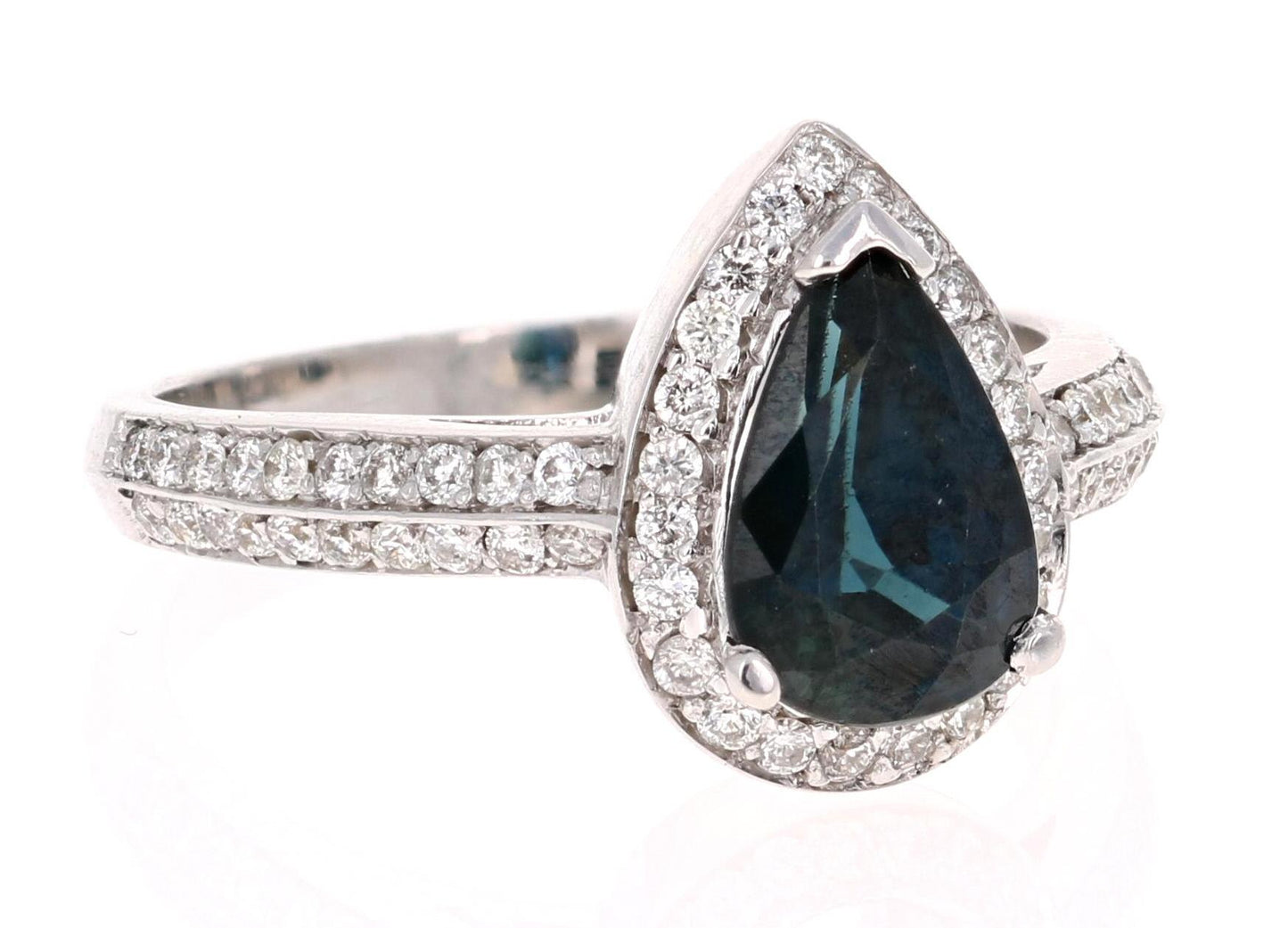 Roshe Jewels, Sapphire Ring with Natural Diamonds in 14K White Gold, 1.82 Carats