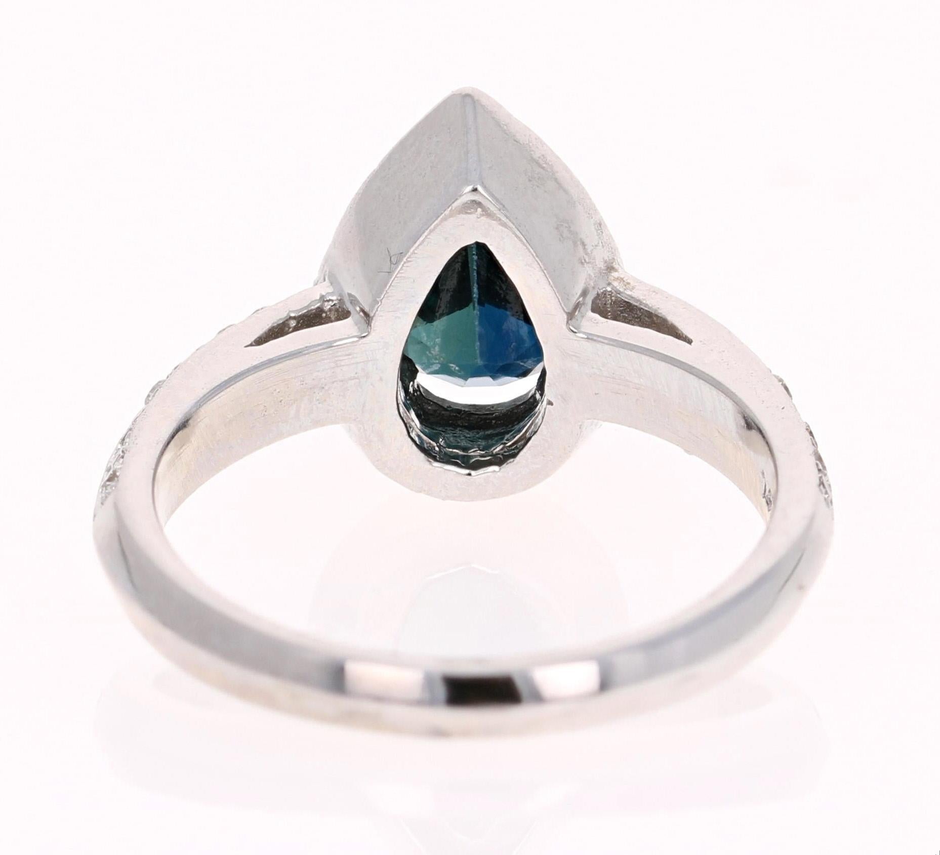 Roshe Jewels, Sapphire Ring with Natural Diamonds in 14K White Gold, 1.82 Carats