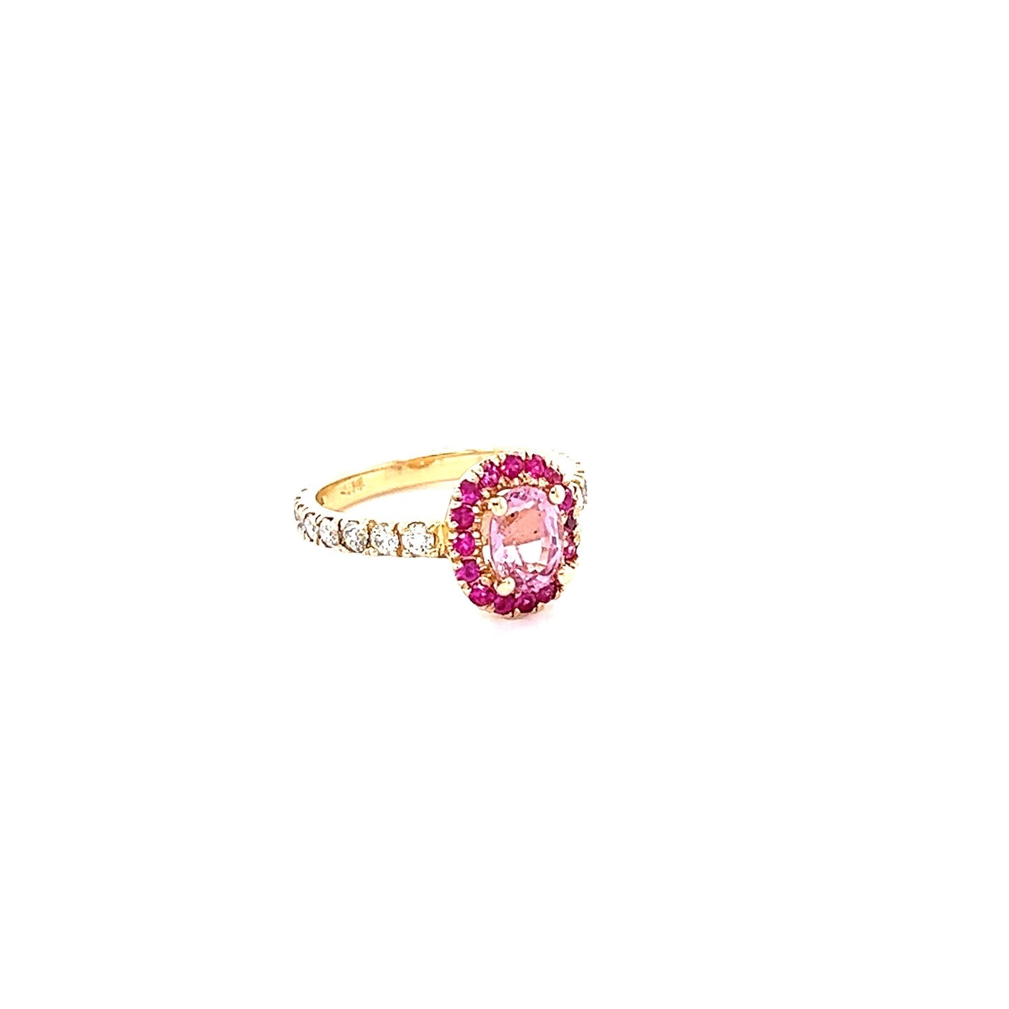 1.86 Carat Pink Sapphire Diamond 14 Karat Yellow Gold Engagement Ring