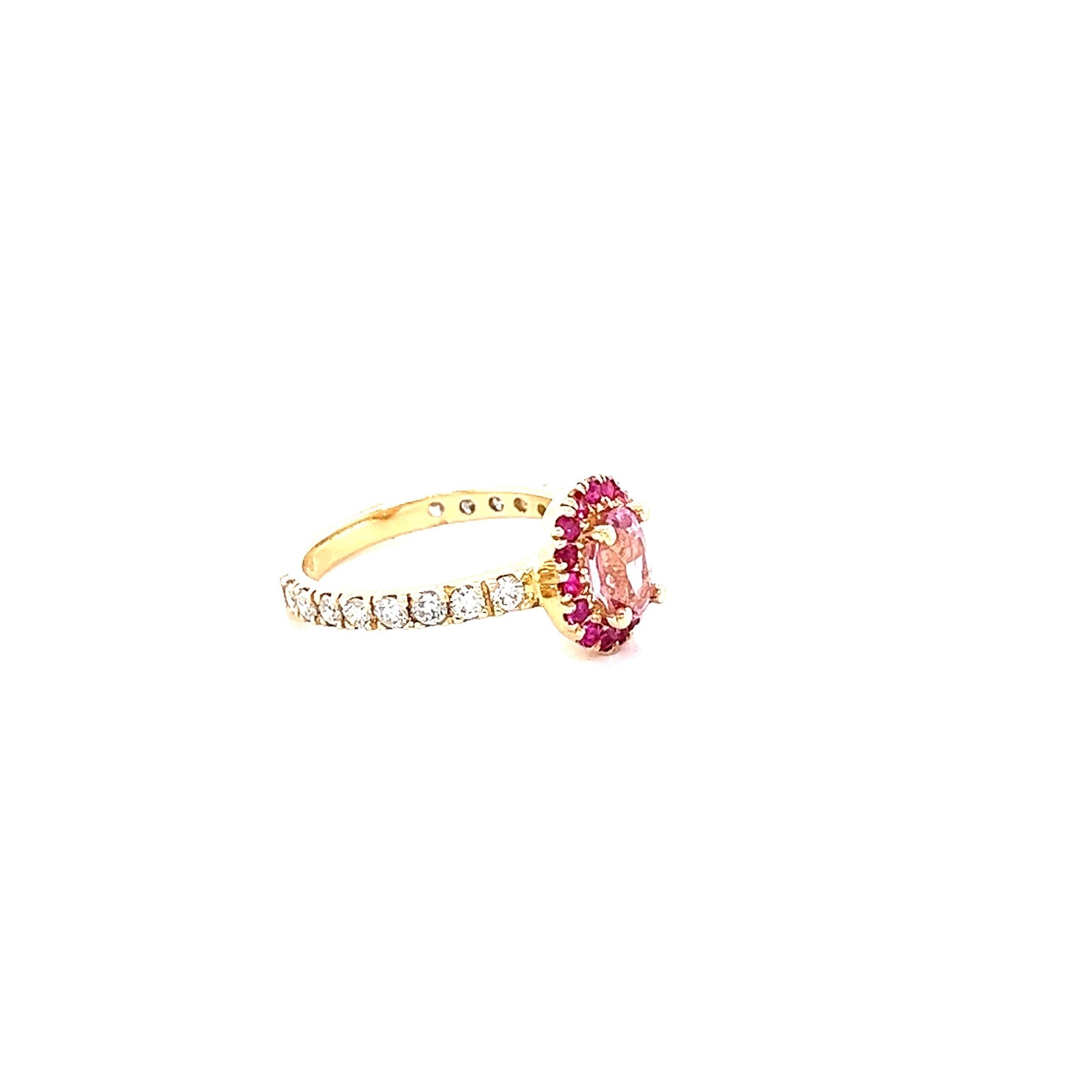 1.86 Carat Pink Sapphire Diamond 14 Karat Yellow Gold Engagement Ring
