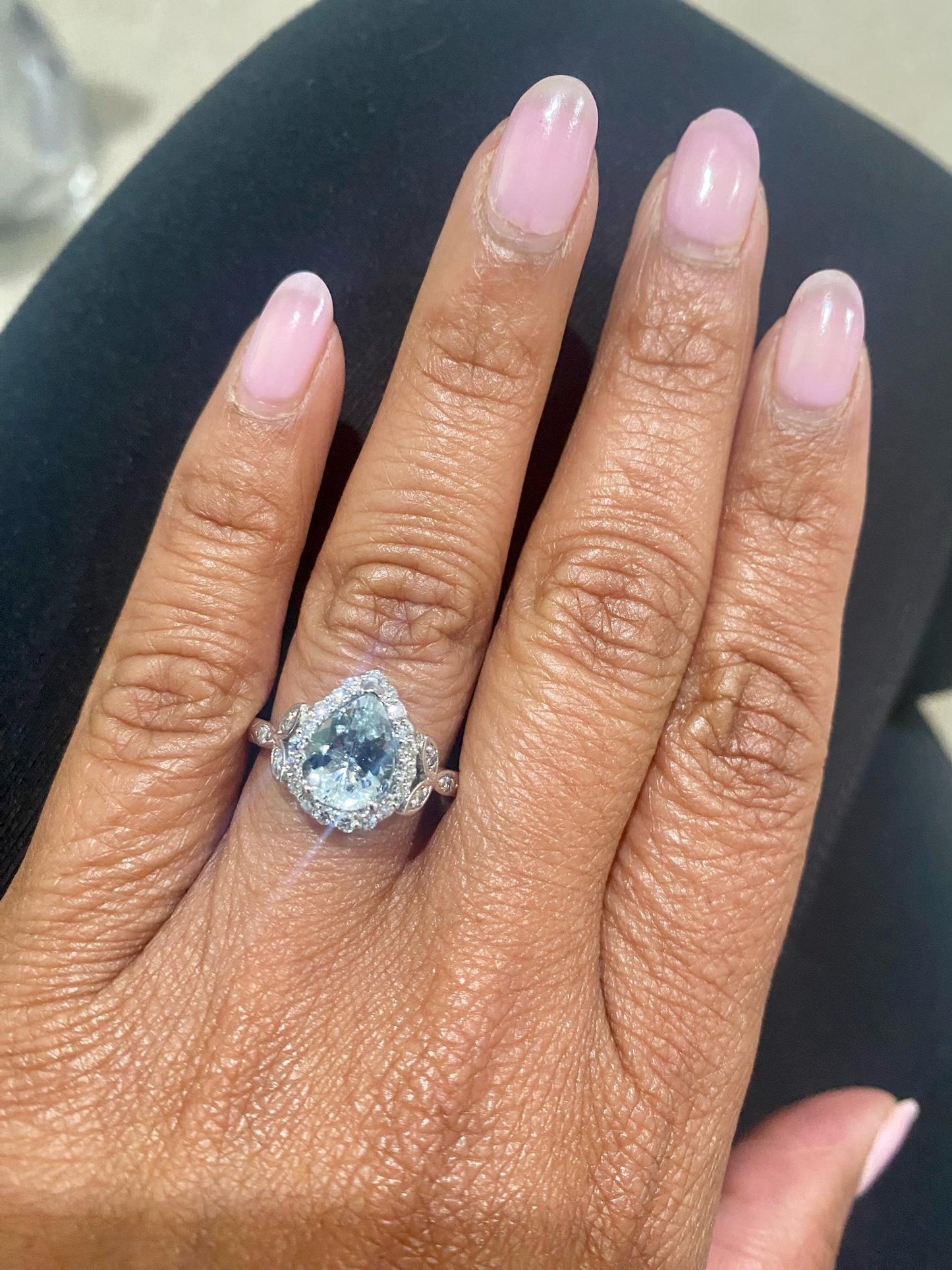1.92 Carat Aquamarine Diamond White Gold Engagement Ring