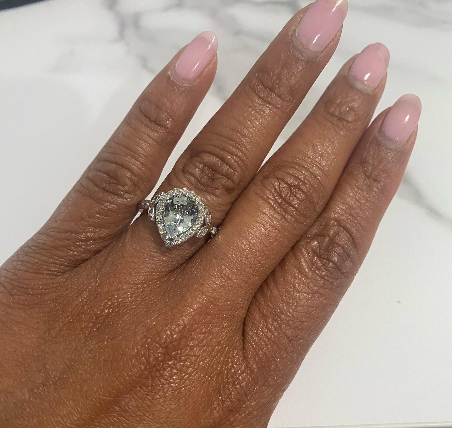 1.92 Carat Aquamarine Diamond White Gold Engagement Ring