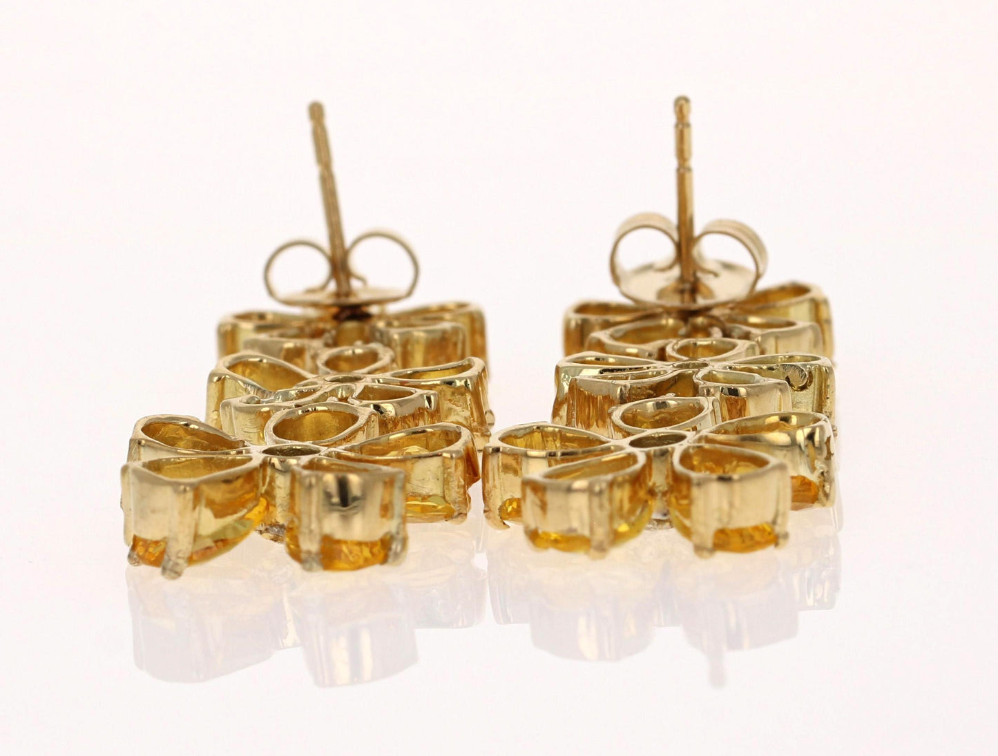 Roshe Jewels Sapphire Diamond Earrings 18K Yellow Gold Drop Earrings